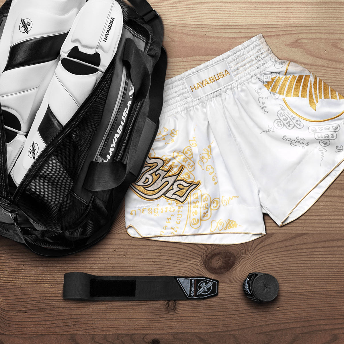 Hayabusa Falcon Pantalones de Muay Thai - Blanco