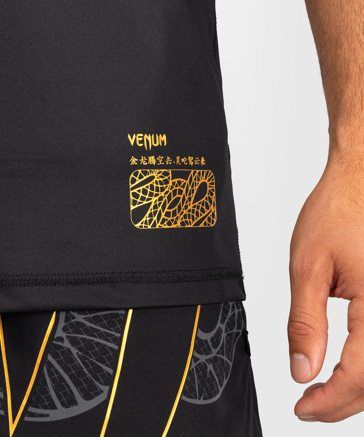 Venum Serpenti Dry Tech T-Shirt - Black/Silver/Gold