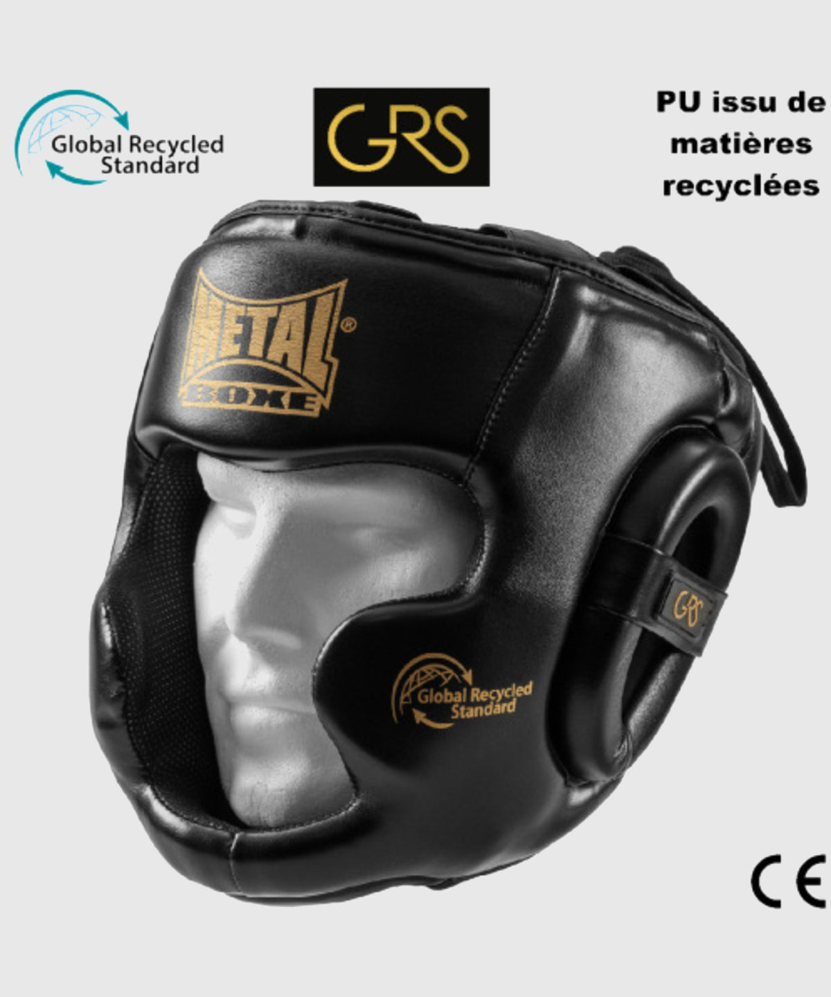 Metal Boxe Grs Casco de Boxeo - Negro/Oro