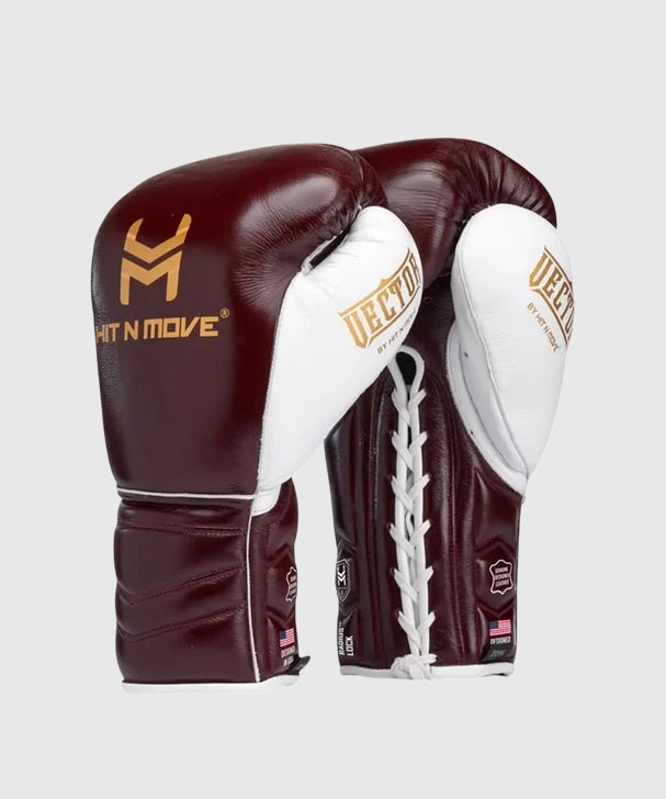 Hit N Move Vector™ Lace-Up Boxing Gloves - Burgundy
