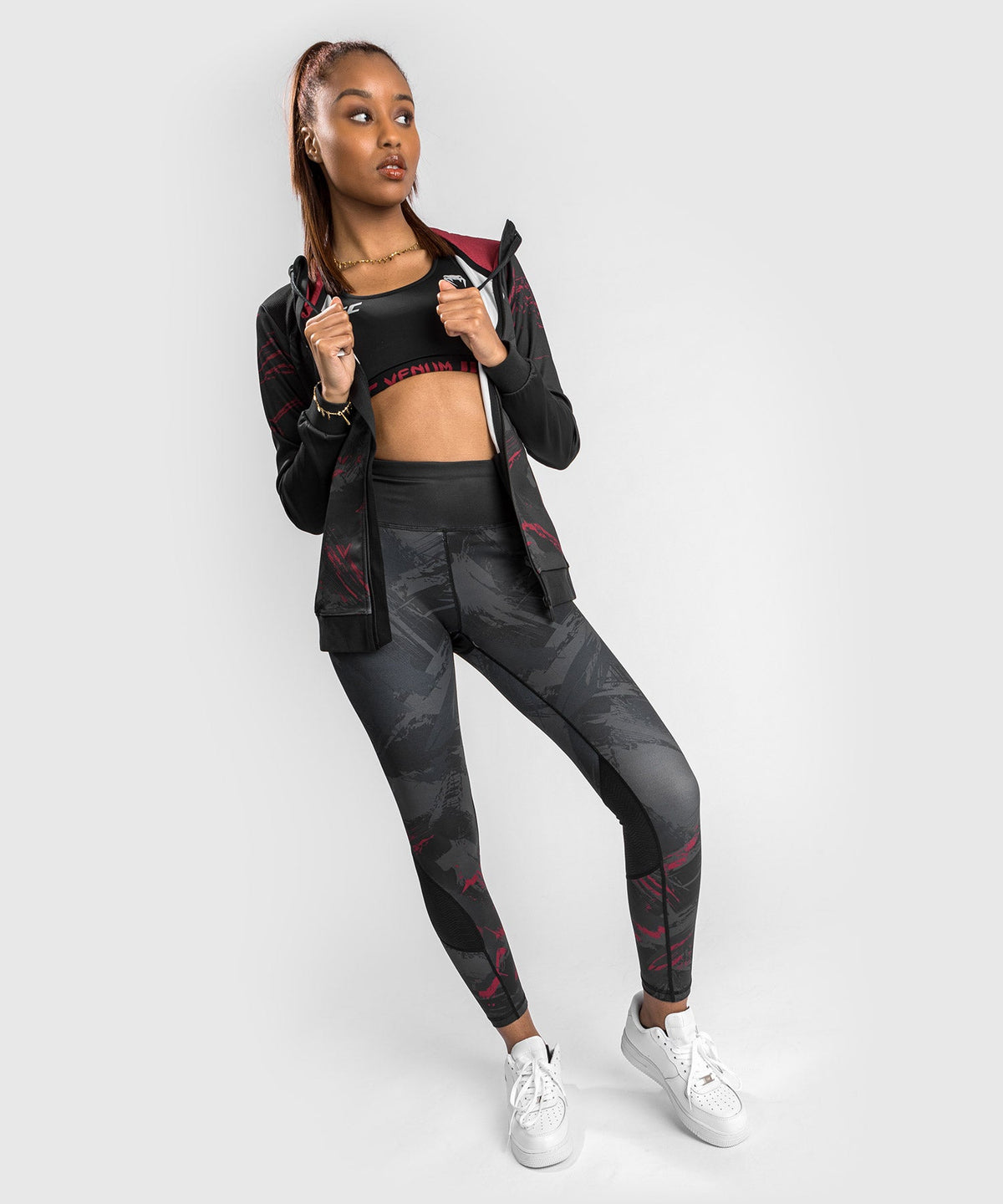Sweatshirt Zippé UFC Venum Authentic Fight Week 2.0 - Pour Femmes - Noir/Rouge