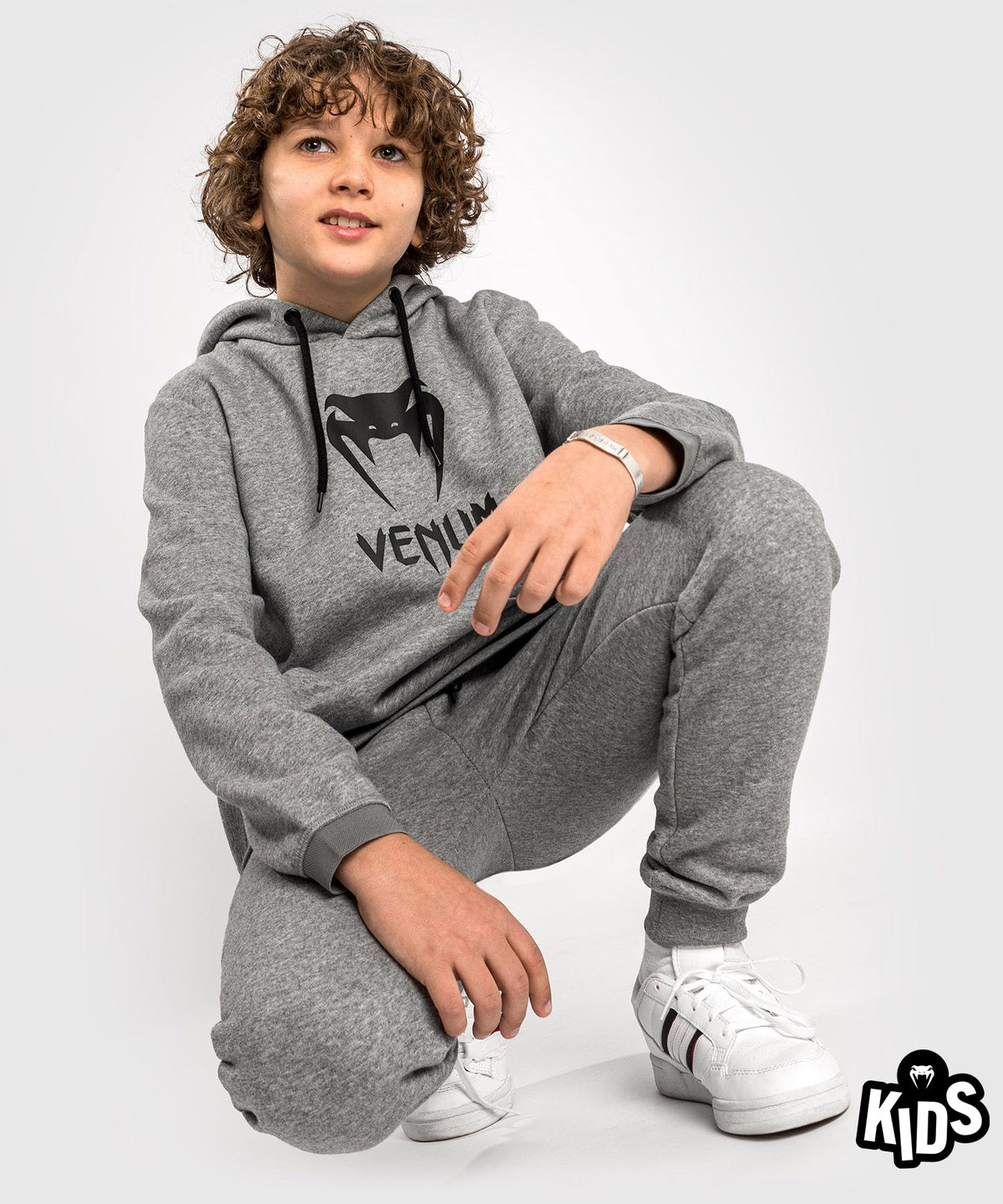Felpa con cappuccio Venum Classic Logo - Per bambini - Grigio Mélange Chiaro