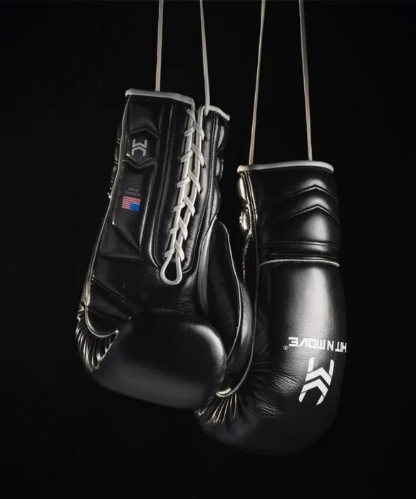 Hit N Move Vector™ Lace-Up Boxing Gloves - Black