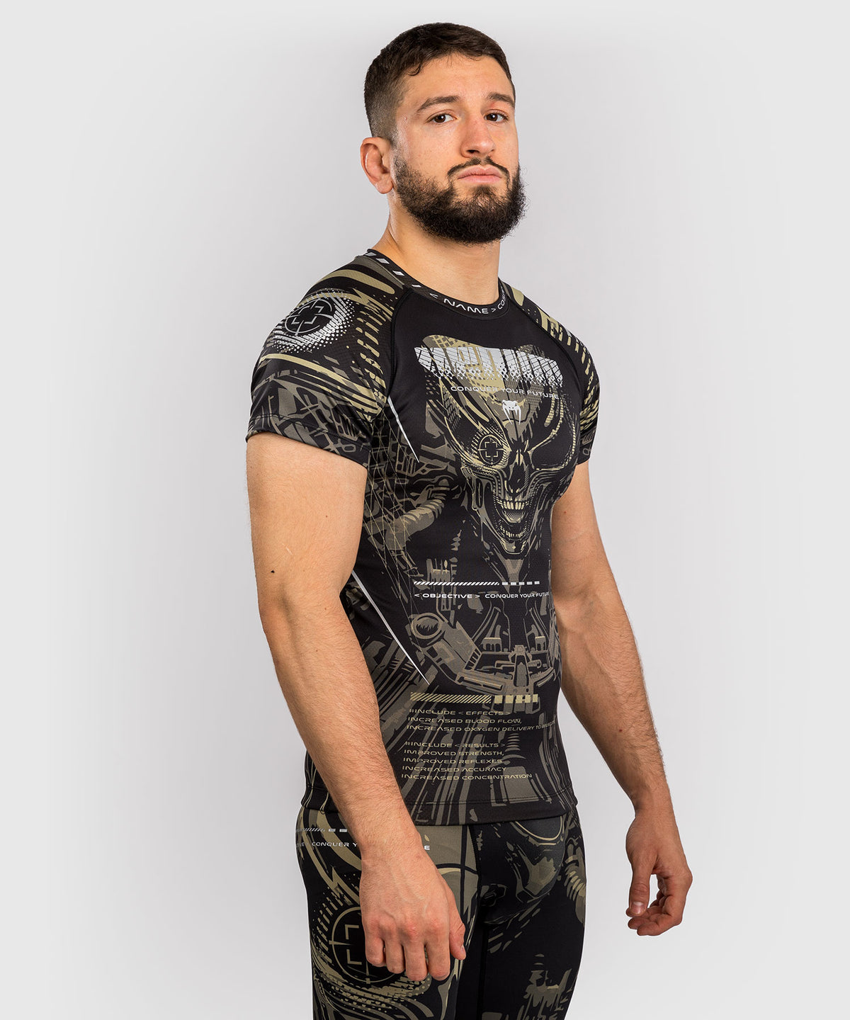 Rashguard à manches courtes Venum Invader - Noir/Sable