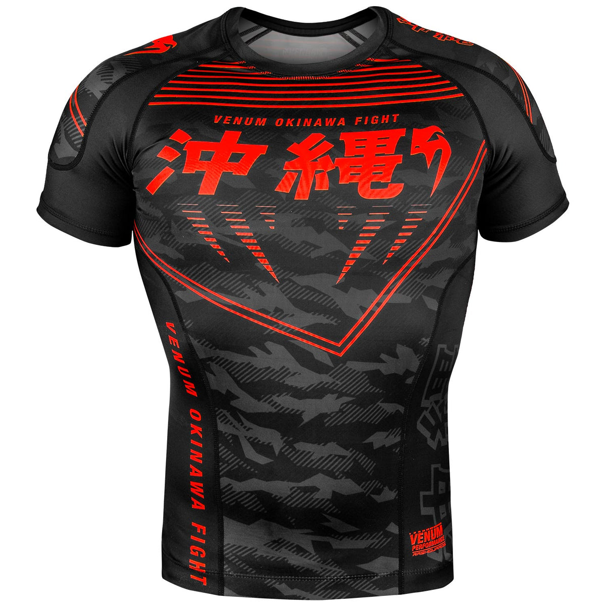 Rashguard Mangas Cortas Venum Okinawa 2.0 - Negro/Rojo