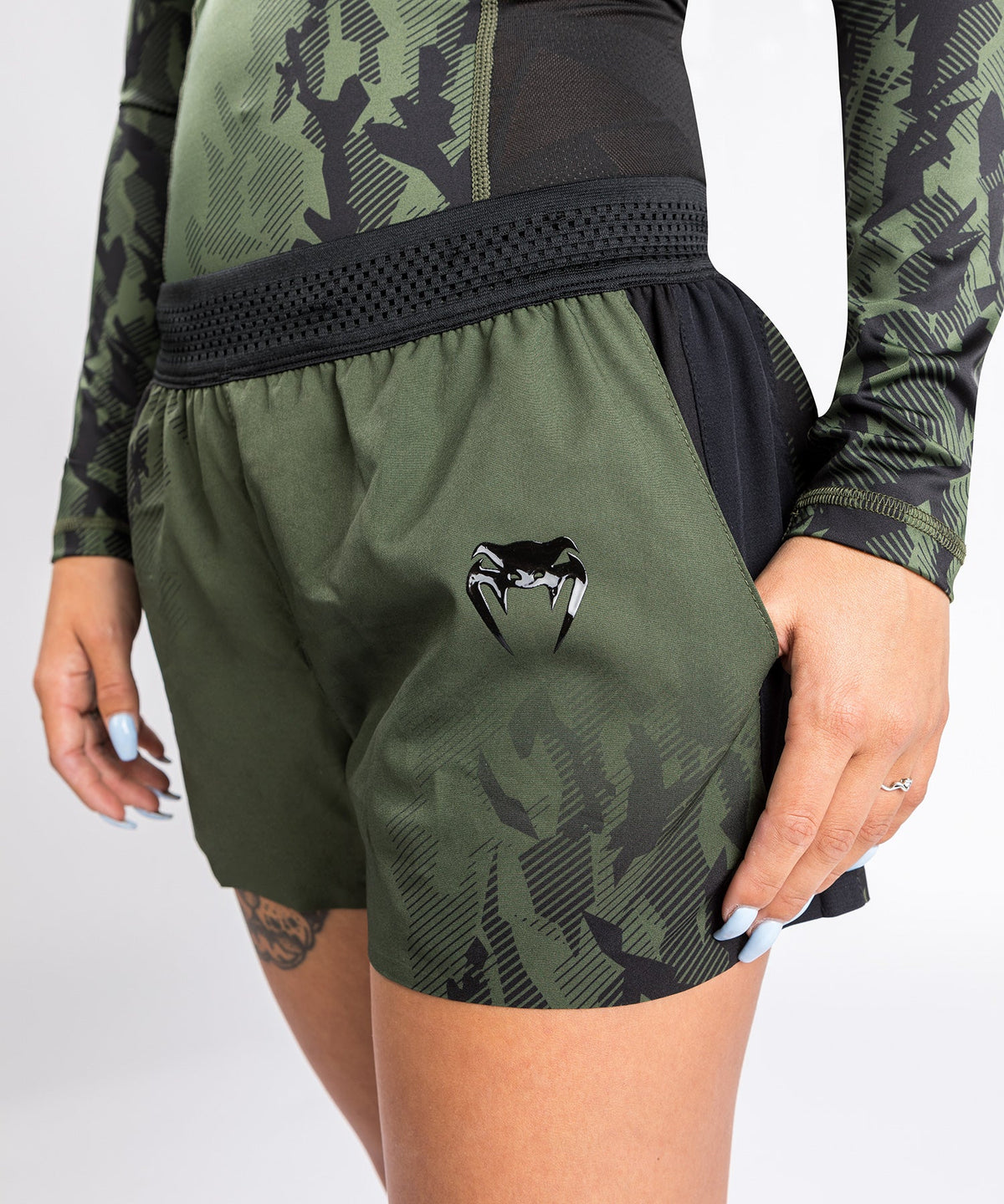 Venum Authentic Fight Week UFC Women's Sport Shorts - Khaki