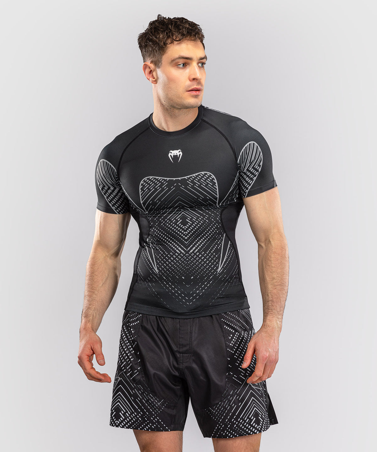 Venum Midnight Fury Rashguard Manga Corta – Negro/Gris/Plata