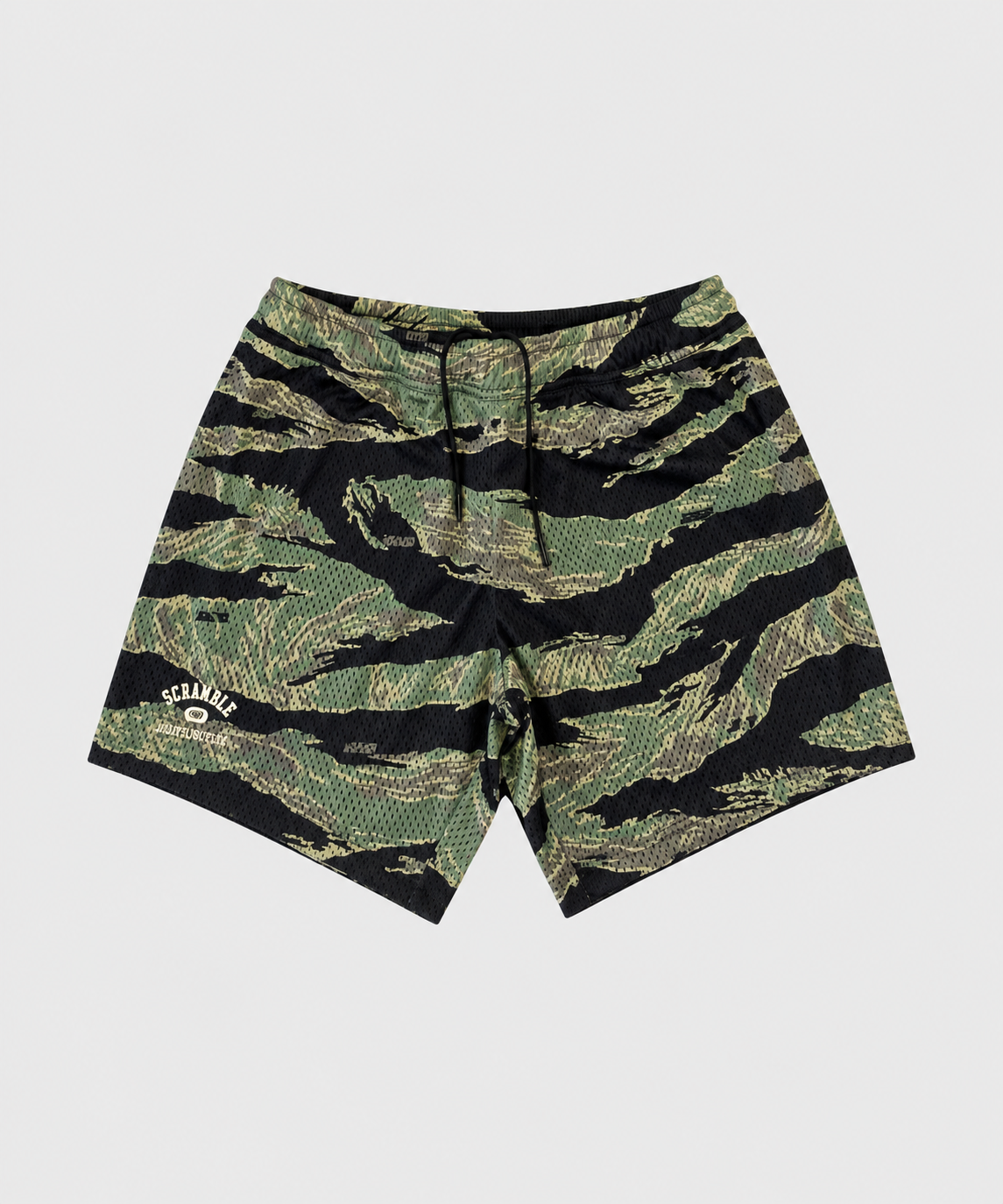 Scramble Mesh Tiger Camo Grappling-Shorts - Schwarz