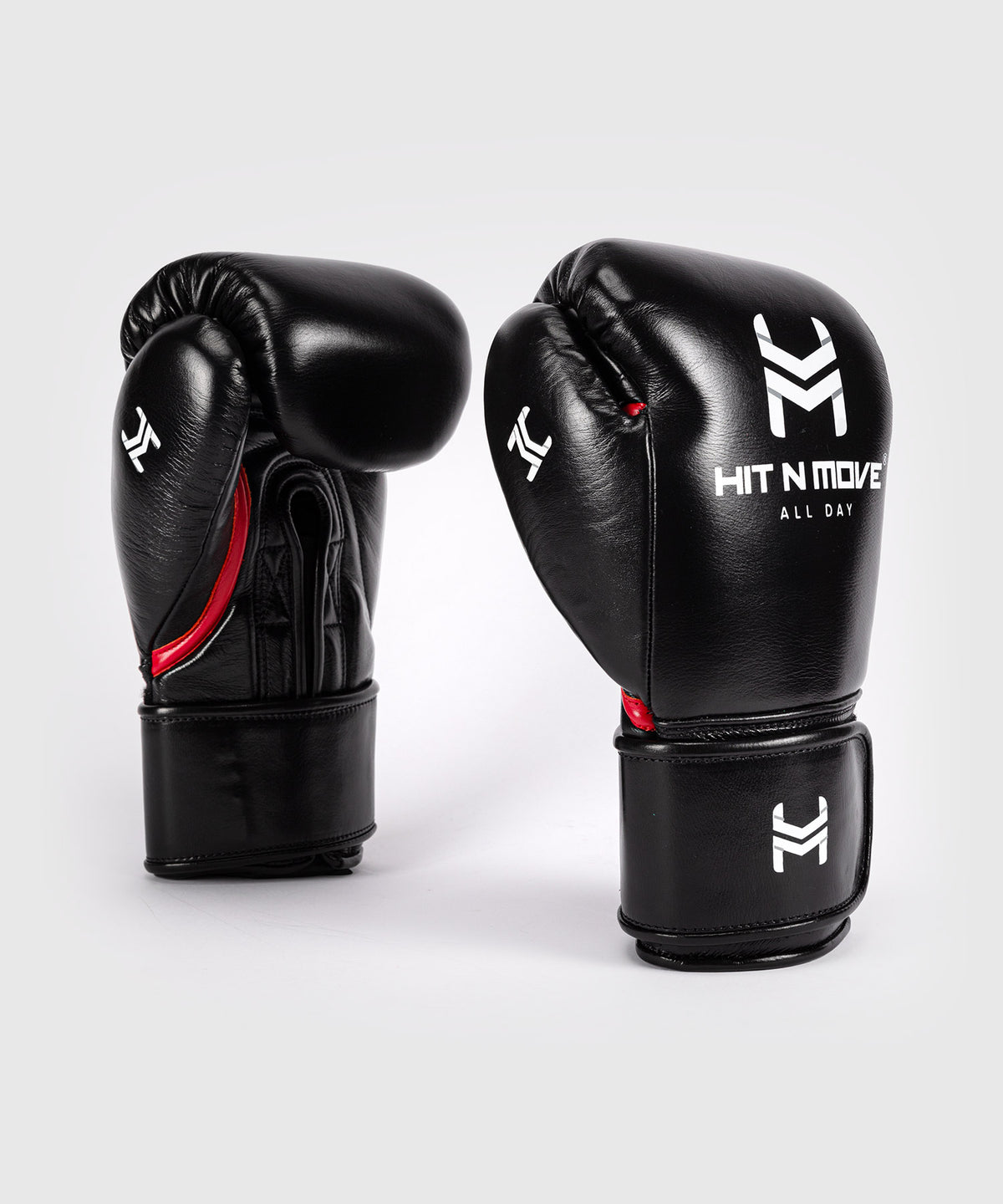 Hit N Move All Day® Pro Grip Plus Boxing Gloves - Black/Red