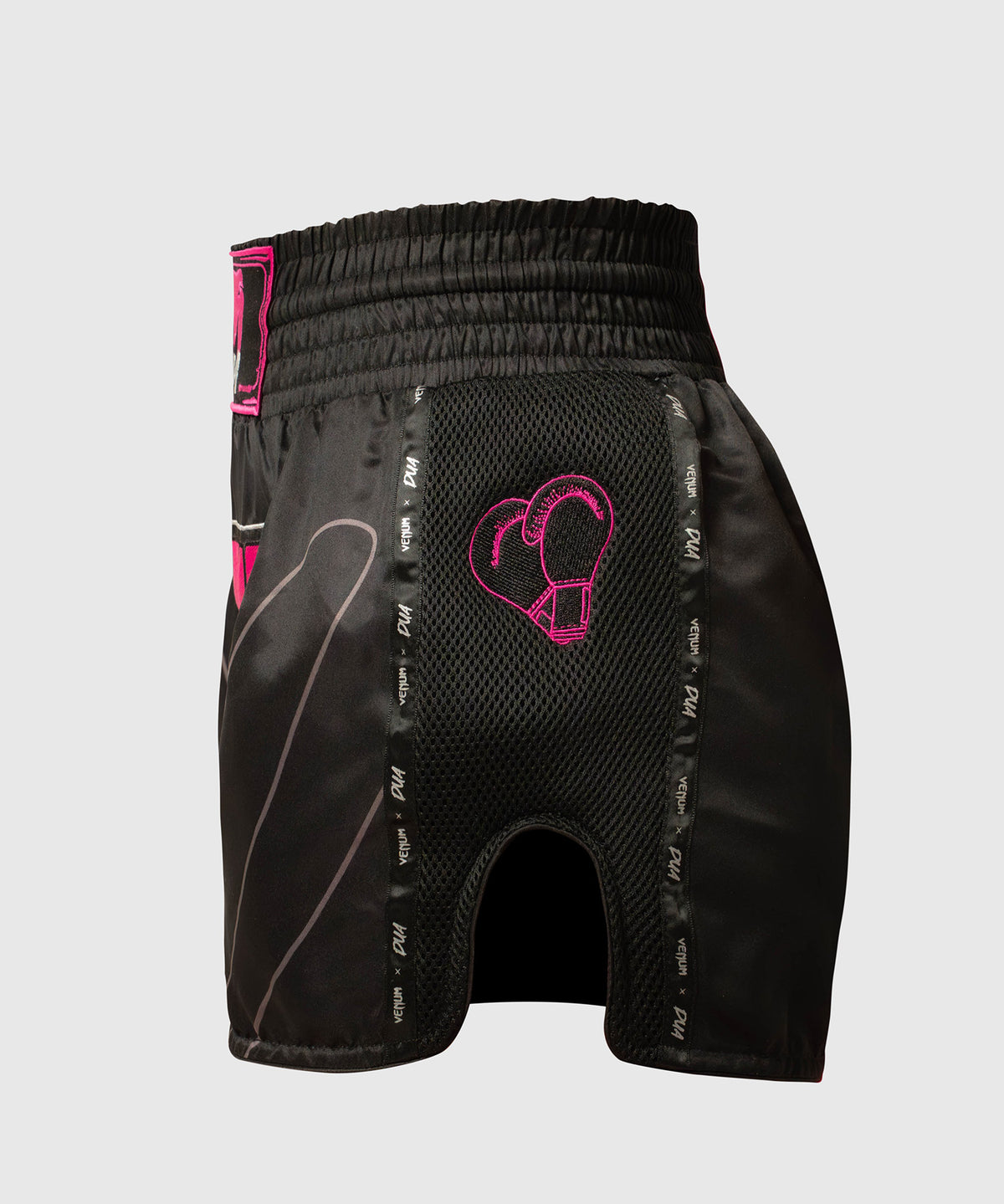 Venum x Dua Muay Thai Shorts - Schwarz/Fuchsia Rosa