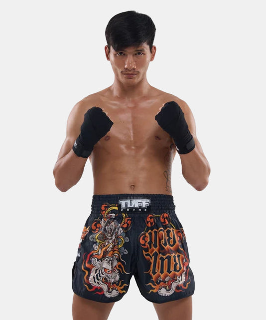 Tuff Payak Raijin The Thunder God Pantalones de Muay Thai - Negro