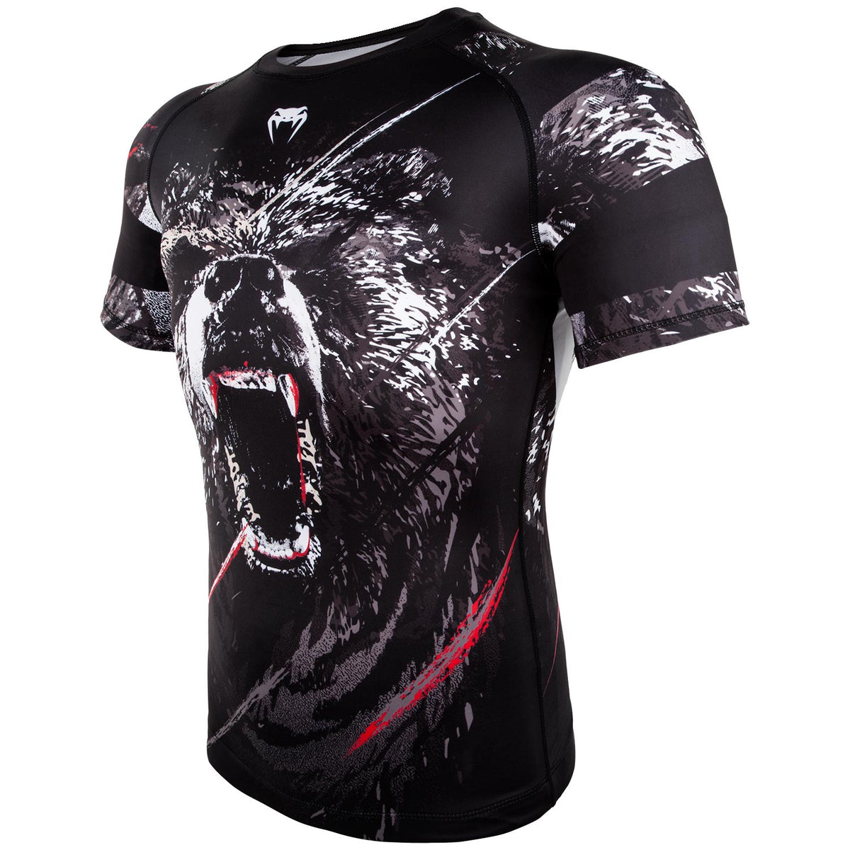 Rashguard Venum Grizzly - Mangas Cortas– Negro/Blanco