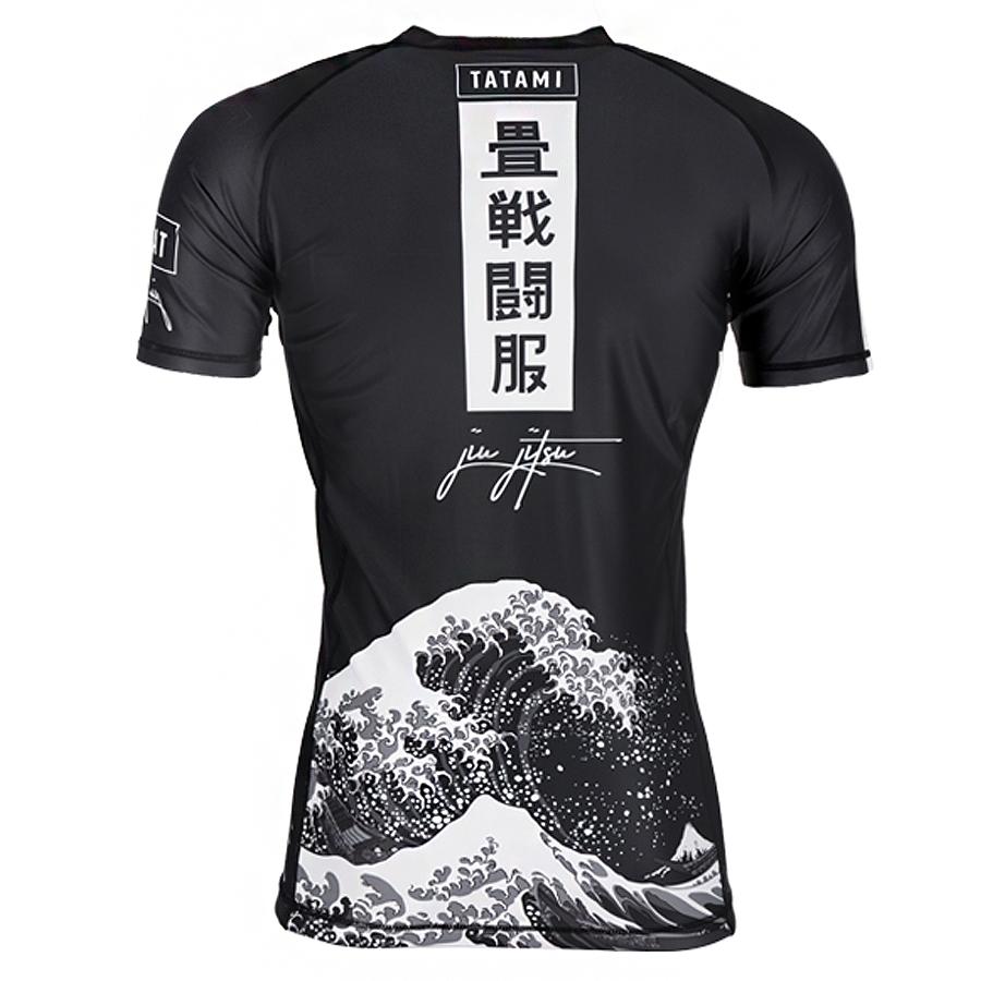 Kanagawa T-shirt a Compressione a Maniche Corte - Nero