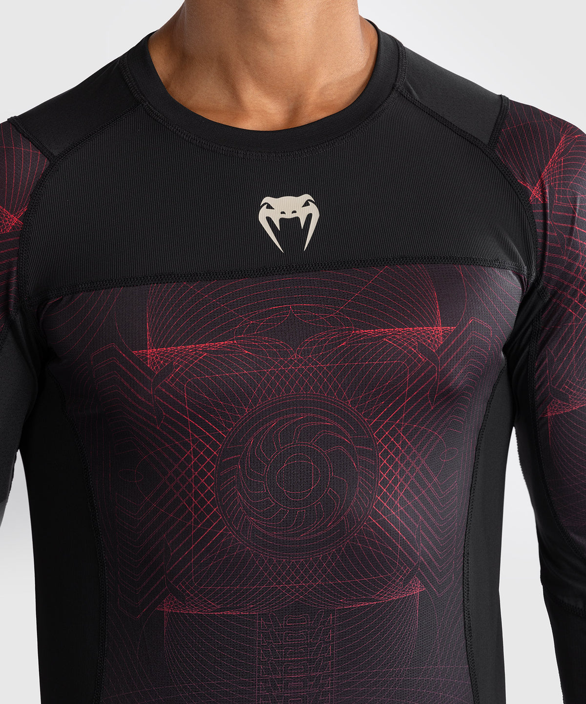 Venum G-Fit Air Herren Langarm Rashguard - Tiefschwarz/Feuerrot