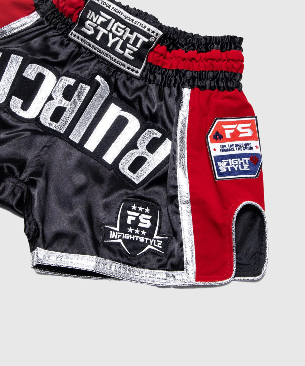 Infightstyle Fs Rt20 Retro Pantaloncini da Muay Thai - Nero/Rosso