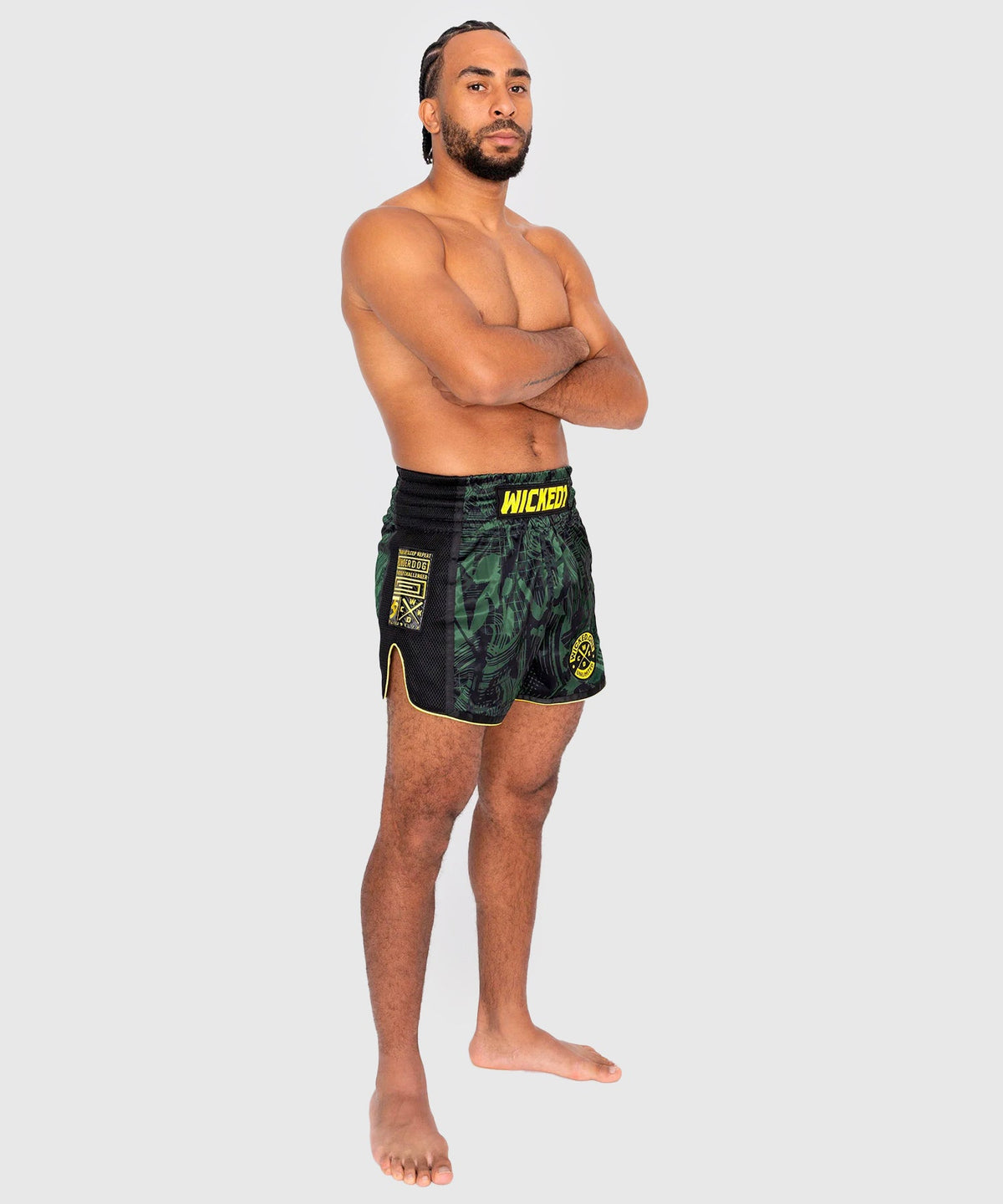 Wicked One Havoc Pantalones de Muay Thai - Caqui/Amarillo