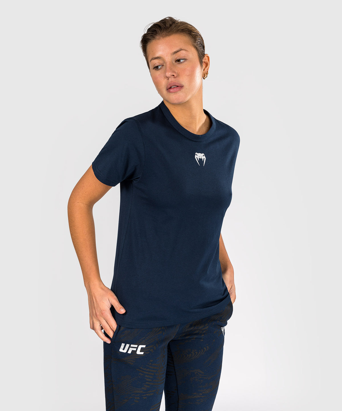 UFC Fusion by Venum Fight Week Maglietta a Manica Corta in Cotone per Donna - Blu oceanico