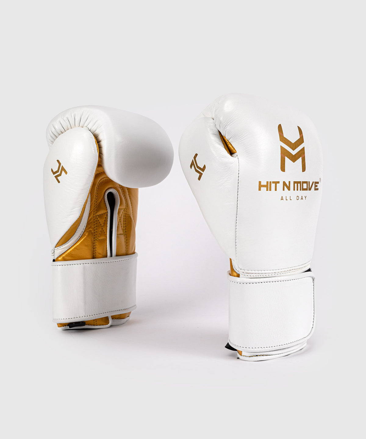 Hit N Move All Day® Pro Grip Plus Guantes de Boxeo - Blanco/Oro