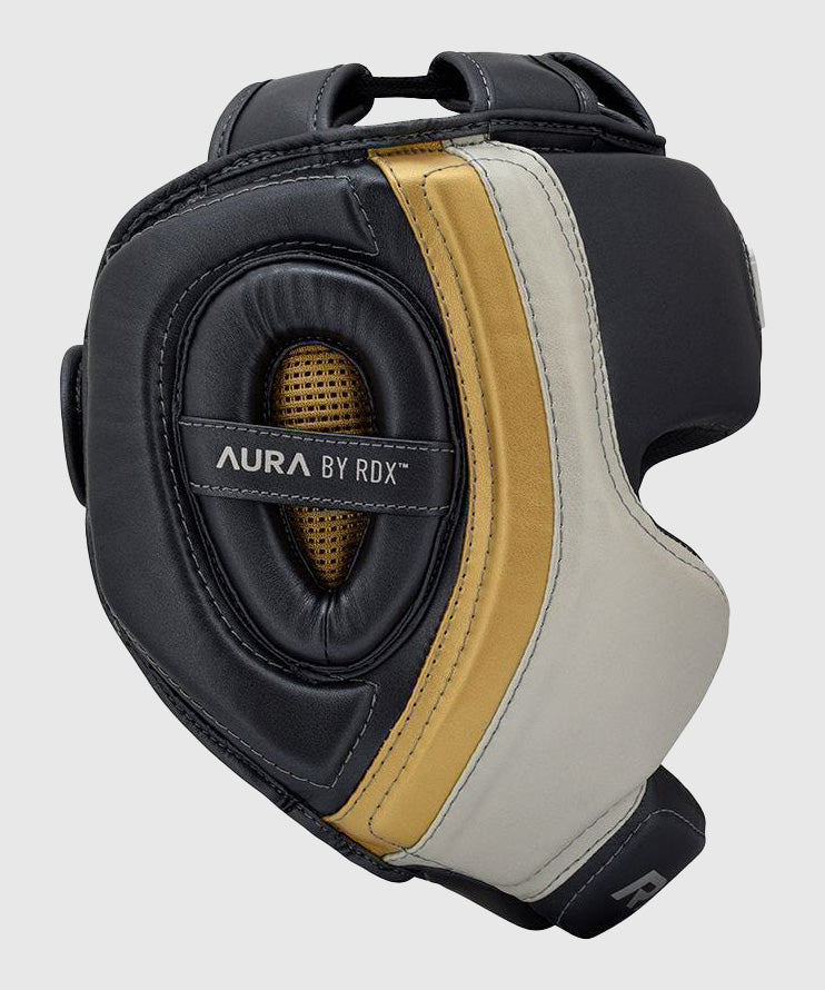 RDX Sports Aura T-17 Headgear - Black/White/Gold