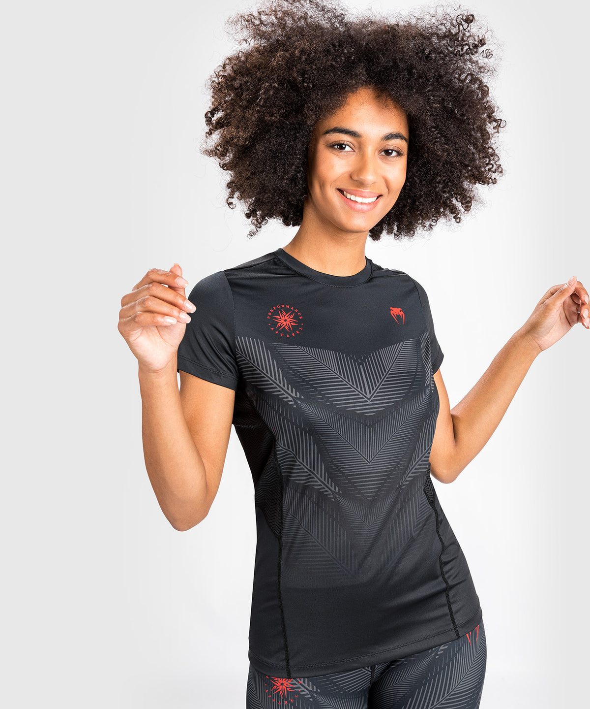 Camiseta Venum Phantom Dry Tech - Para Mujer - Negro/Rojo