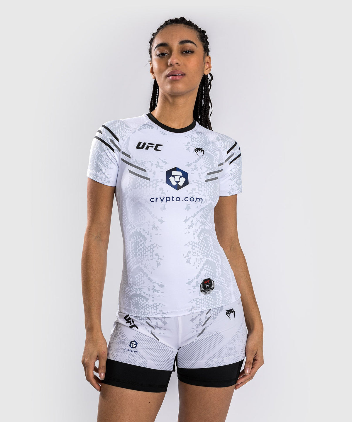 Kurzarm-Rashguard für Damen UFC Authentic Adrenaline Fight Night By Venum - Weiß
