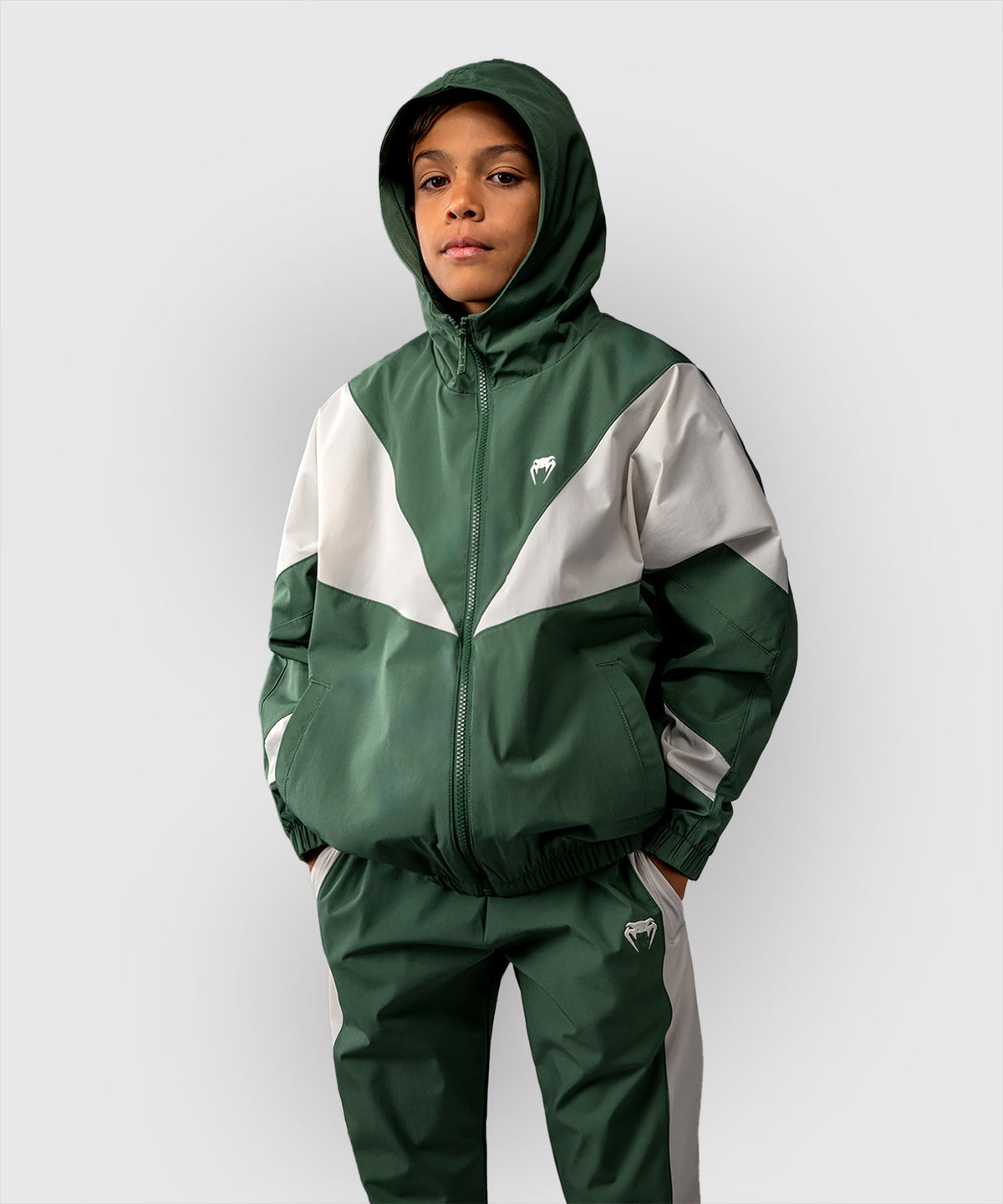 Venum Vectra Chaquetas de Chándal Niños – Verde Bosque/ Blanco Roto
