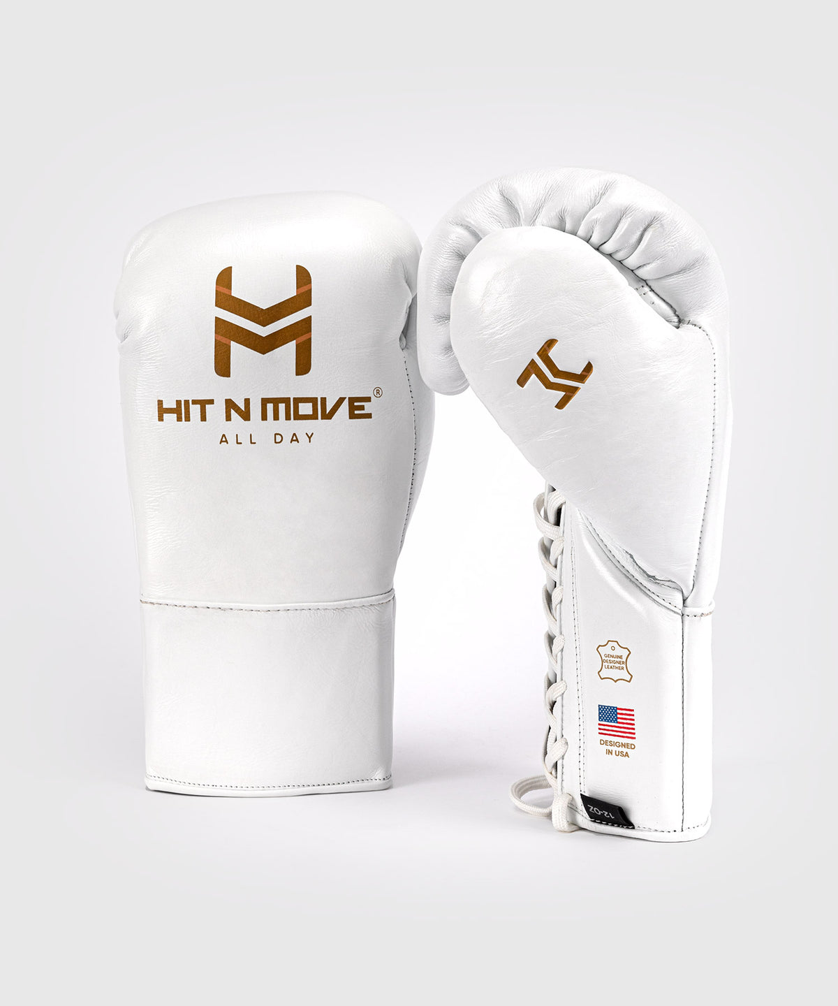 Hit N Move All Day® Pro Guantes de Boxeo con Cordones - Blanco
