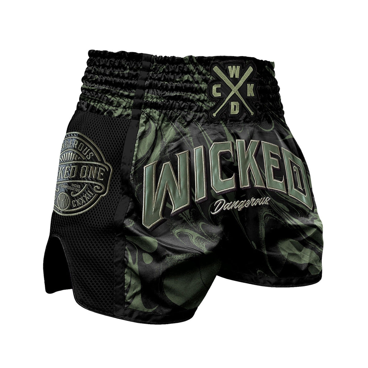 Wicked One Dangerous Pantalones de Muay Thai - Negro/Caqui
