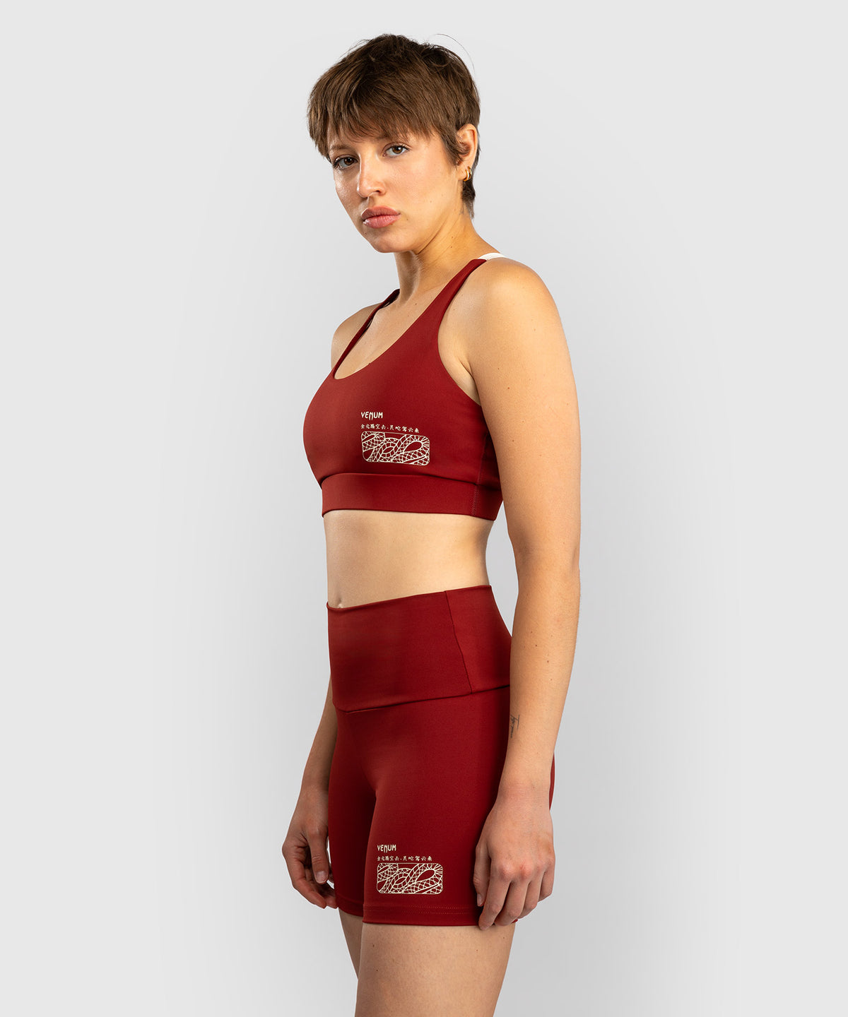 Short de Compression pour Femmes Venum Serpenti – Bordeaux/Ivoire