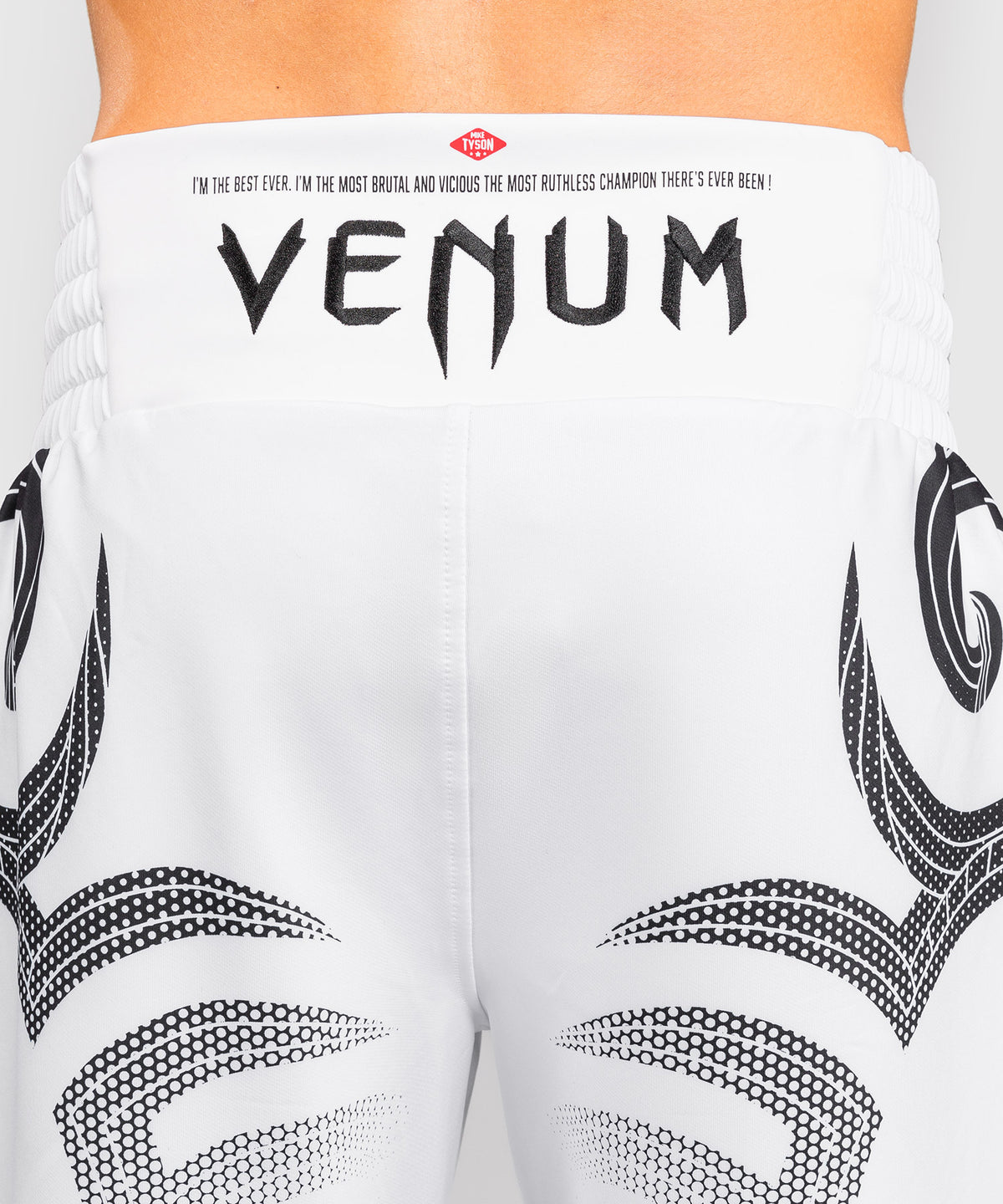 Venum x Mike Tyson Tiger Pantalones Cortos de Boxeo - Blanco Óptico/Negro Profundo