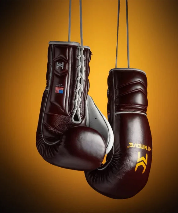 Hit N Move Vector™ Lace-Up Boxing Gloves - Burgundy