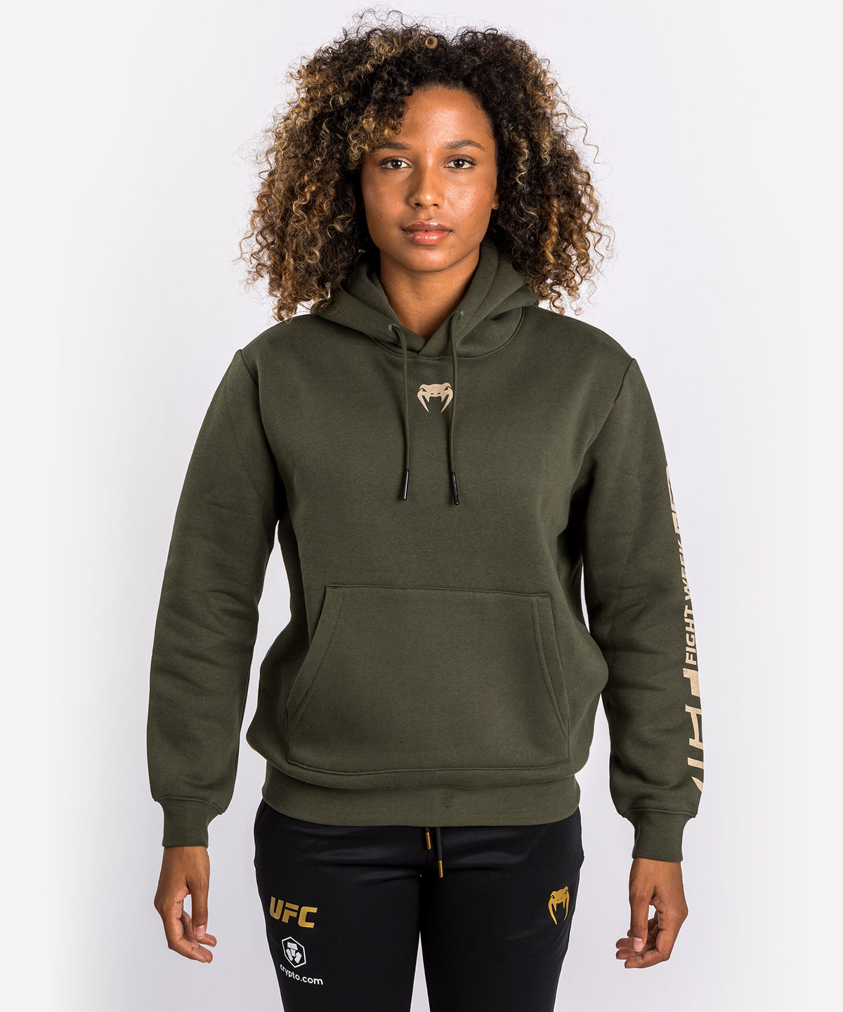Sweat à capuche pour Femmes UFC Adrenaline by Venum Fight Week - Khaki