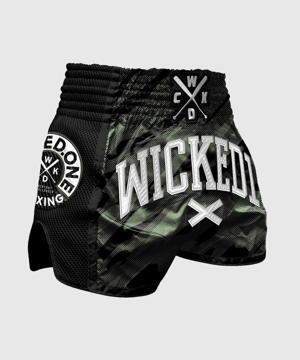 Wicked One Fury Pantalones de Muay Thai - Negro/Caqui