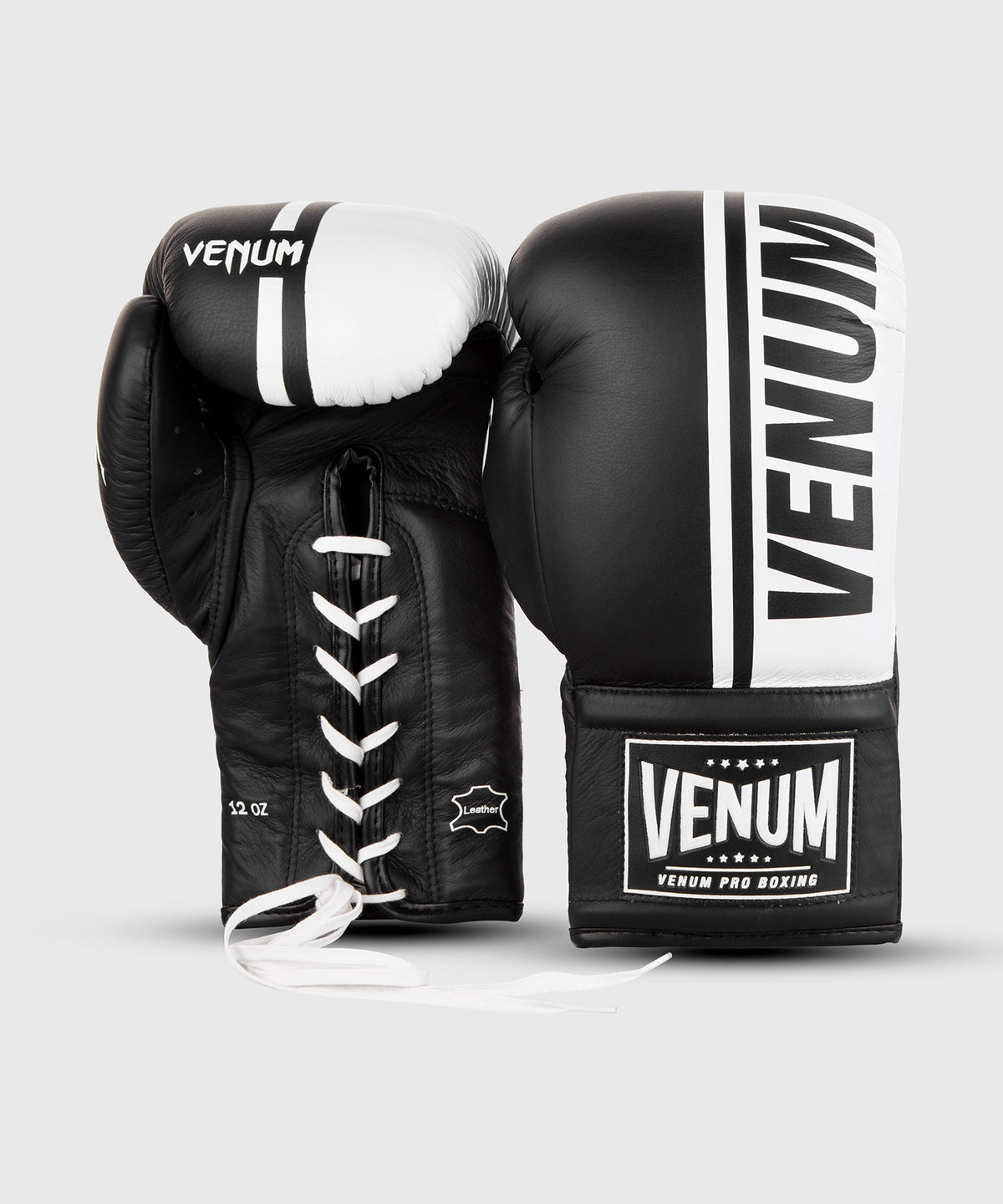 Gants de boxe Venum Shield Pro avec lacets - Noir/Blanc