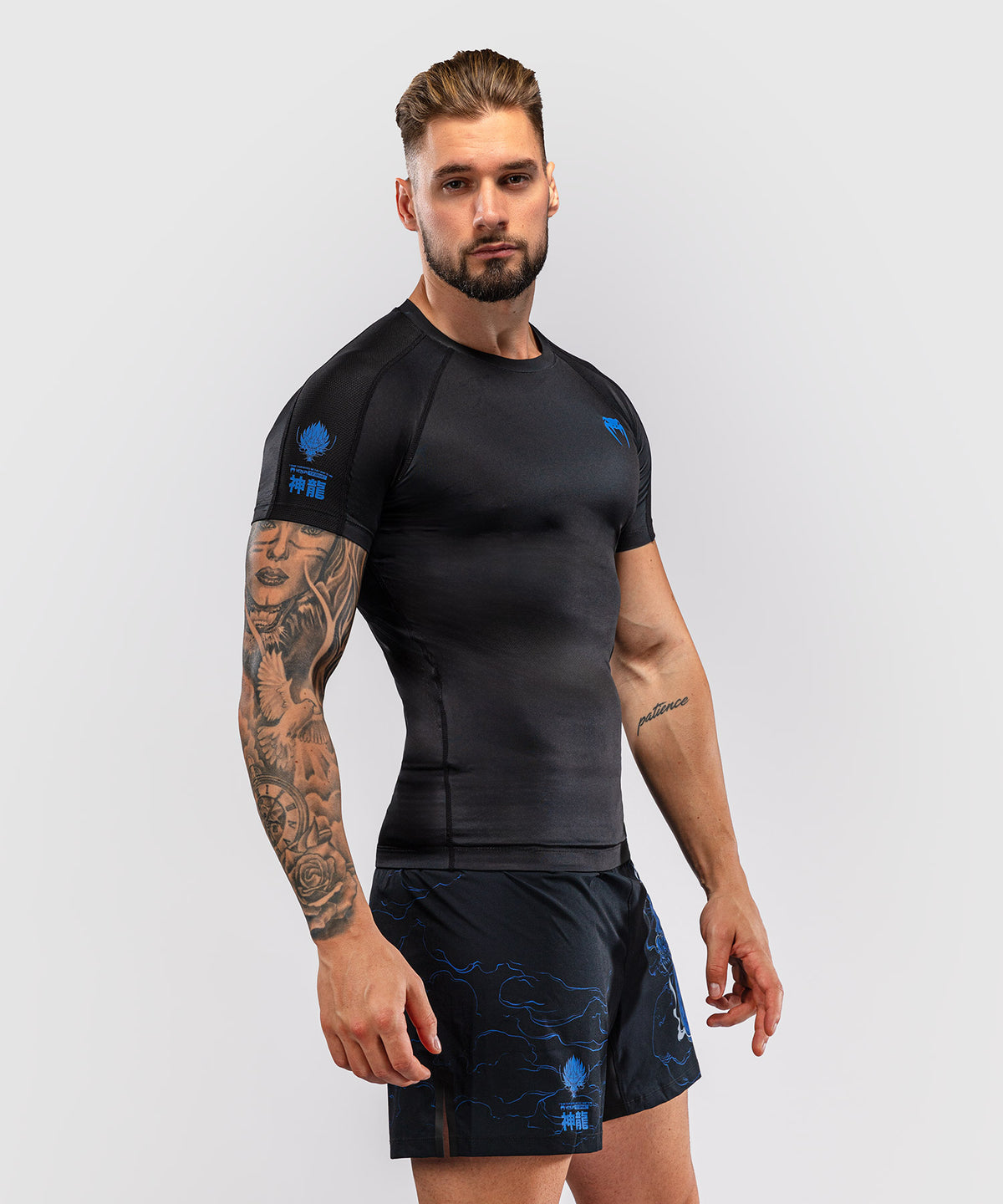 Venum Thunder Dragon Rashguard Manga Corta – Negro/Azul Real