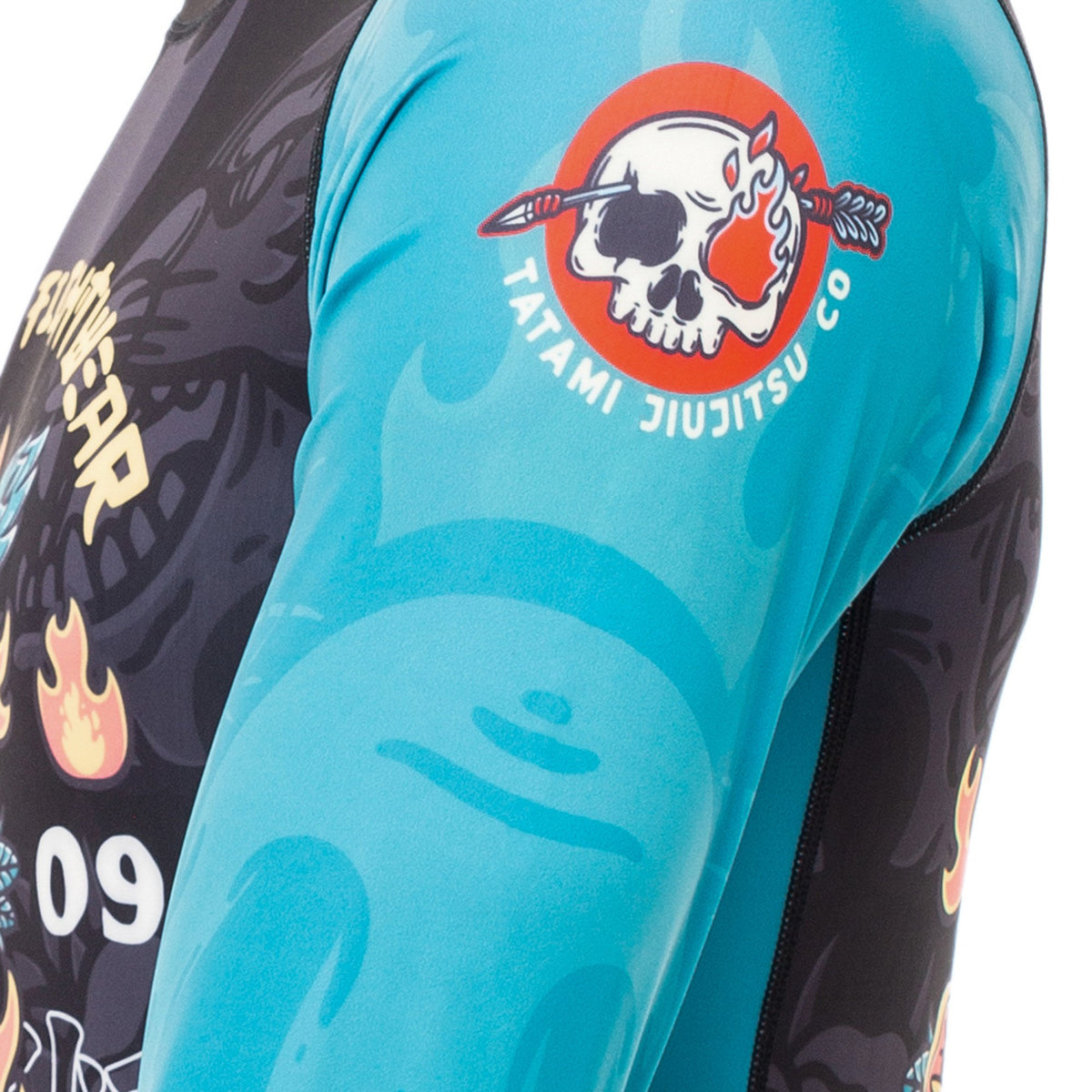 T-shirt de Compression Recyclé Eco Tech Tatami Fightwear Día de Los Muertos - Manches Longues - Noir/Bleu