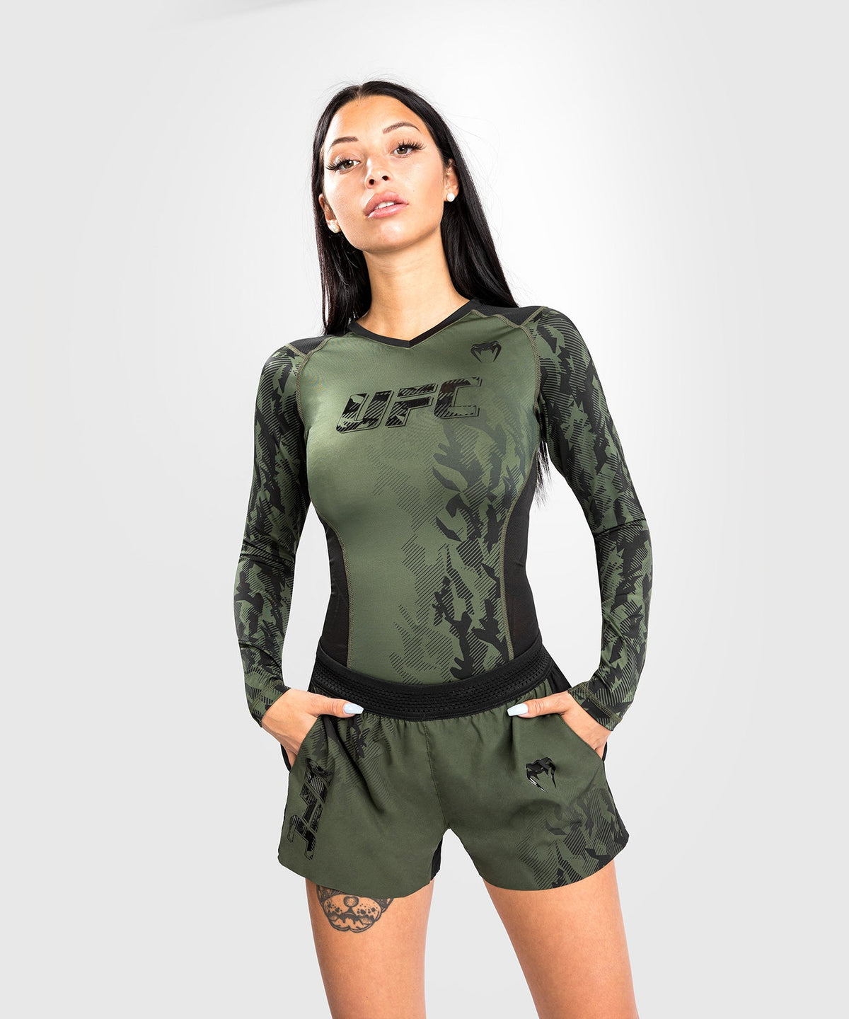 Venum Authentic Fight Week UFC Women's Sport Shorts - Khaki