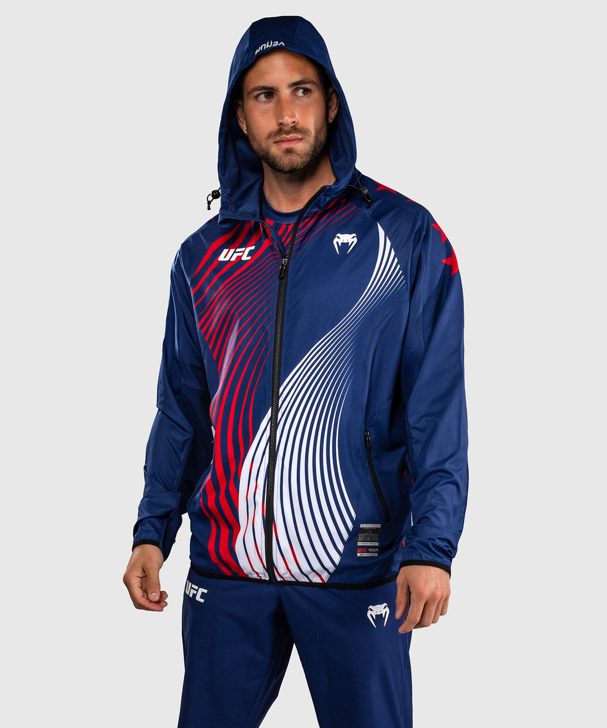 Official UFC Freedom 250 by Venum Authentic Fight Night Felpa con cappuccio Walkout da uomo - Blu