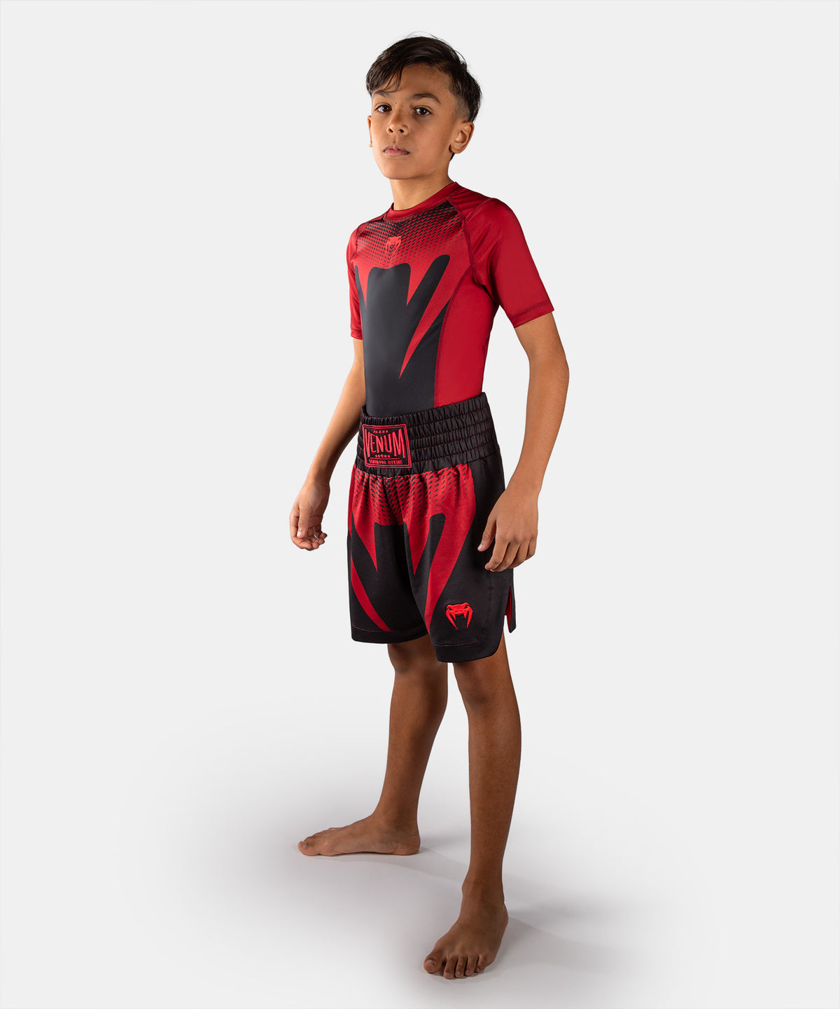 Short de Boxe Pour Enfant Venum Attack - Noir/Rouge