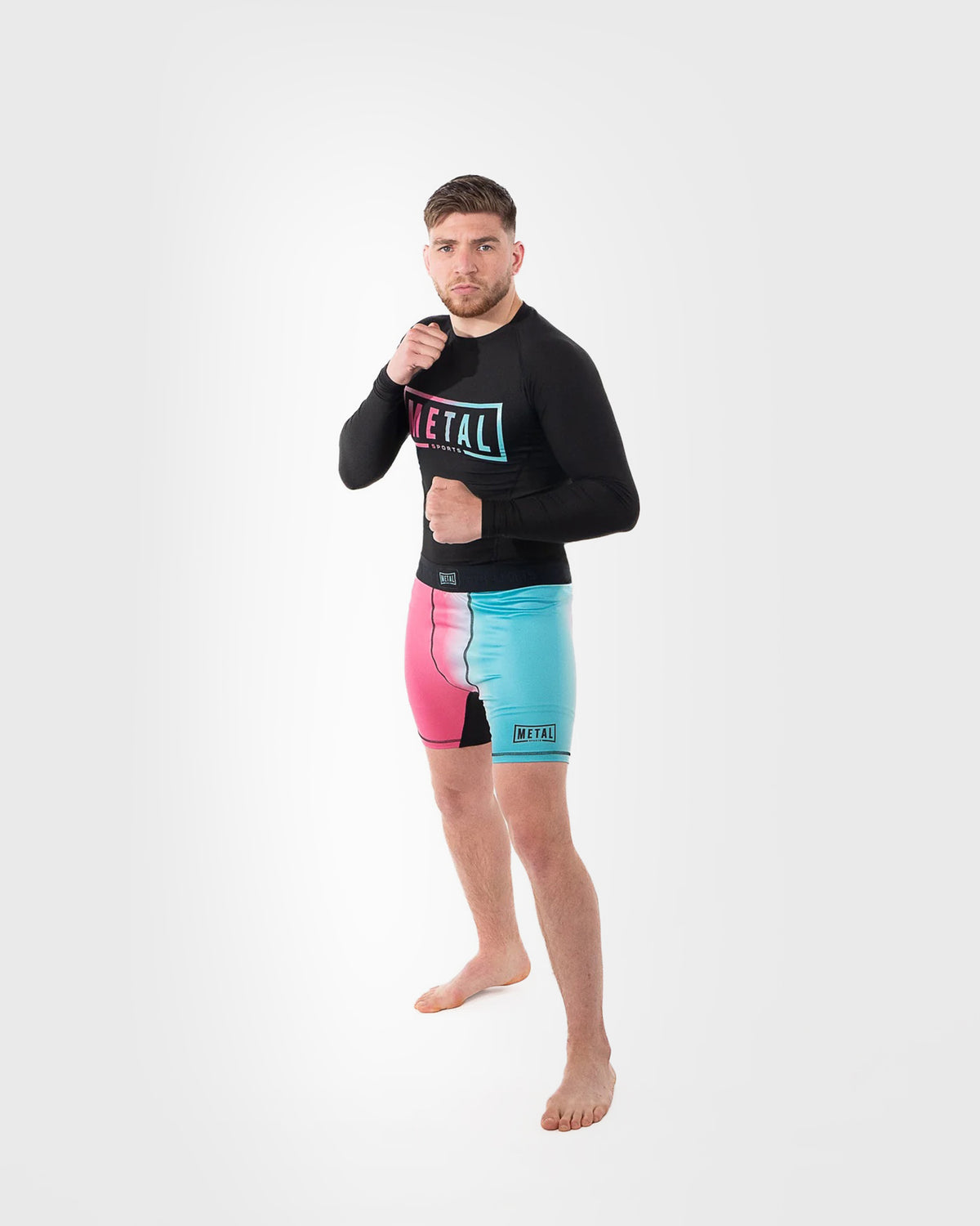 Metal Boxe Miami Compression Shorts - Pink/Blue