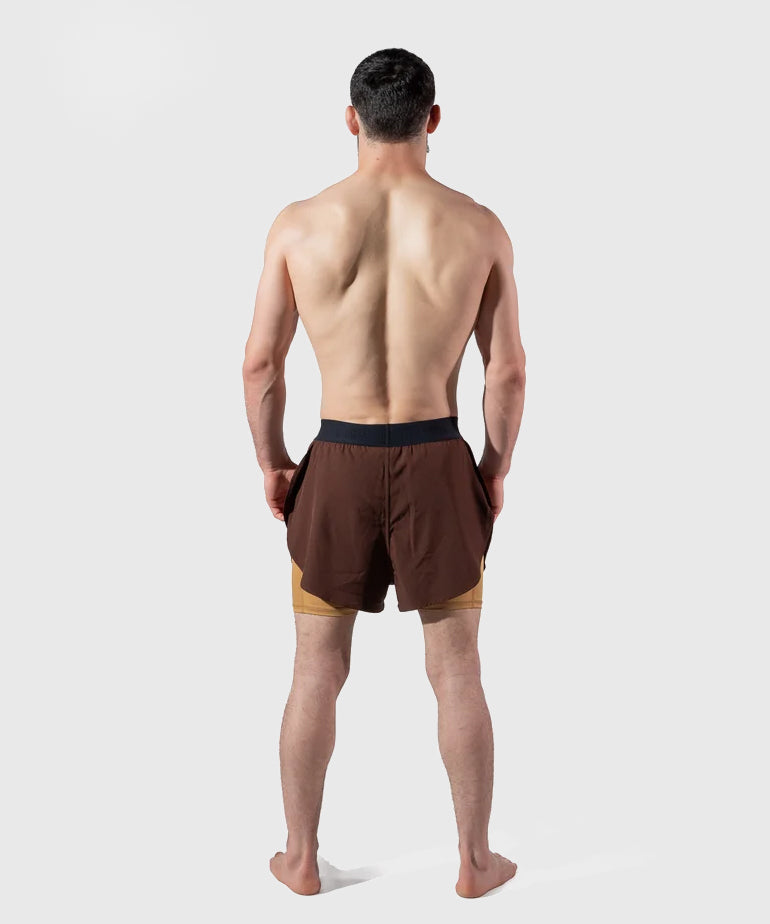 Fight Short 2 en 1 Metal Boxe Caucasian Hills - Marron