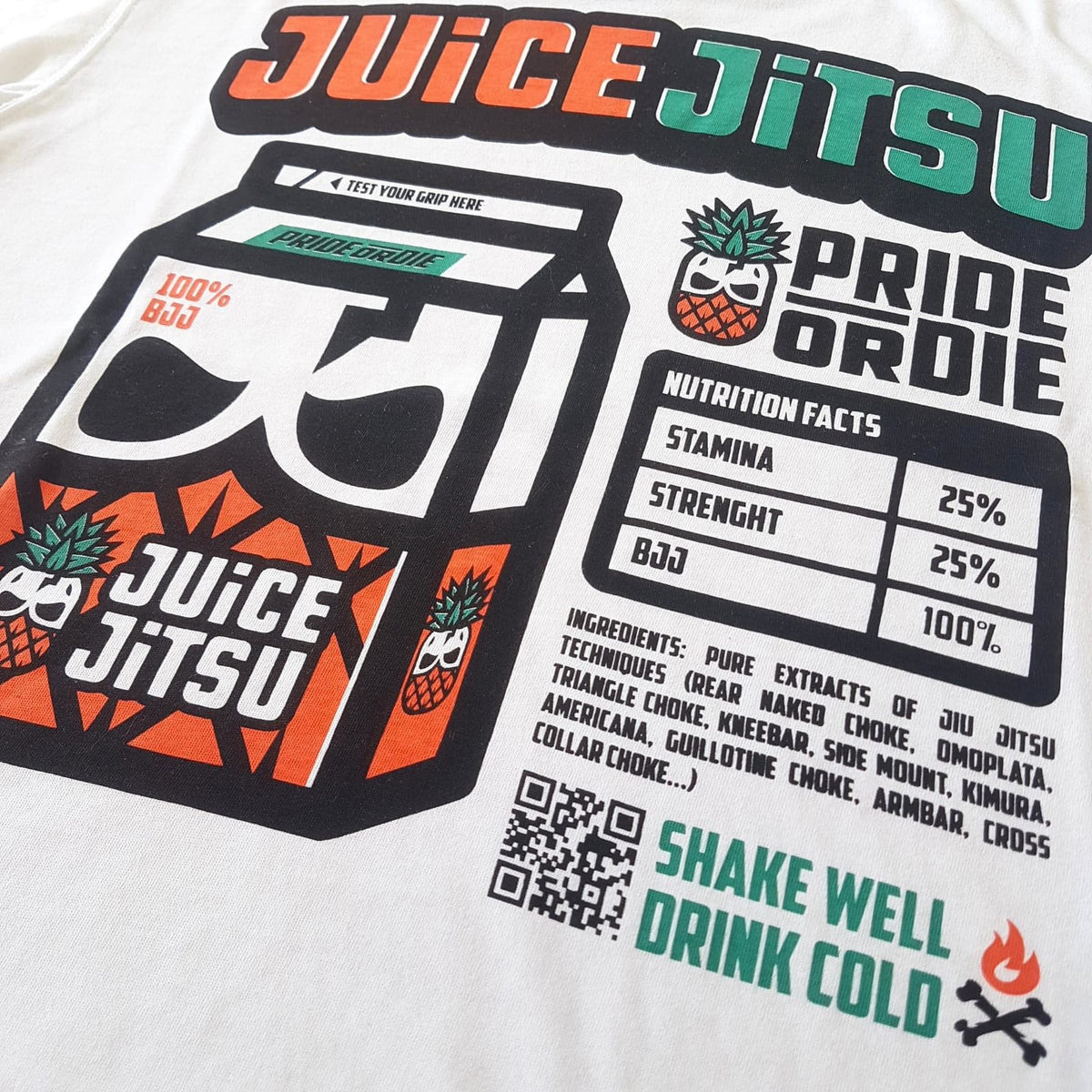 Pride Or Die JUICE JITSU Camiseta de Entrenamiento - Blanco