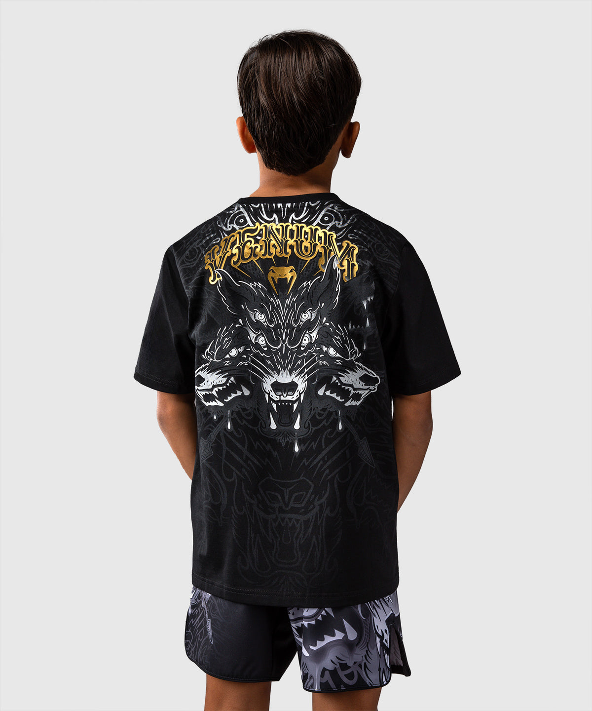 Venum Wolf Atak Kinder T-Shirt – Schwarz/Grau