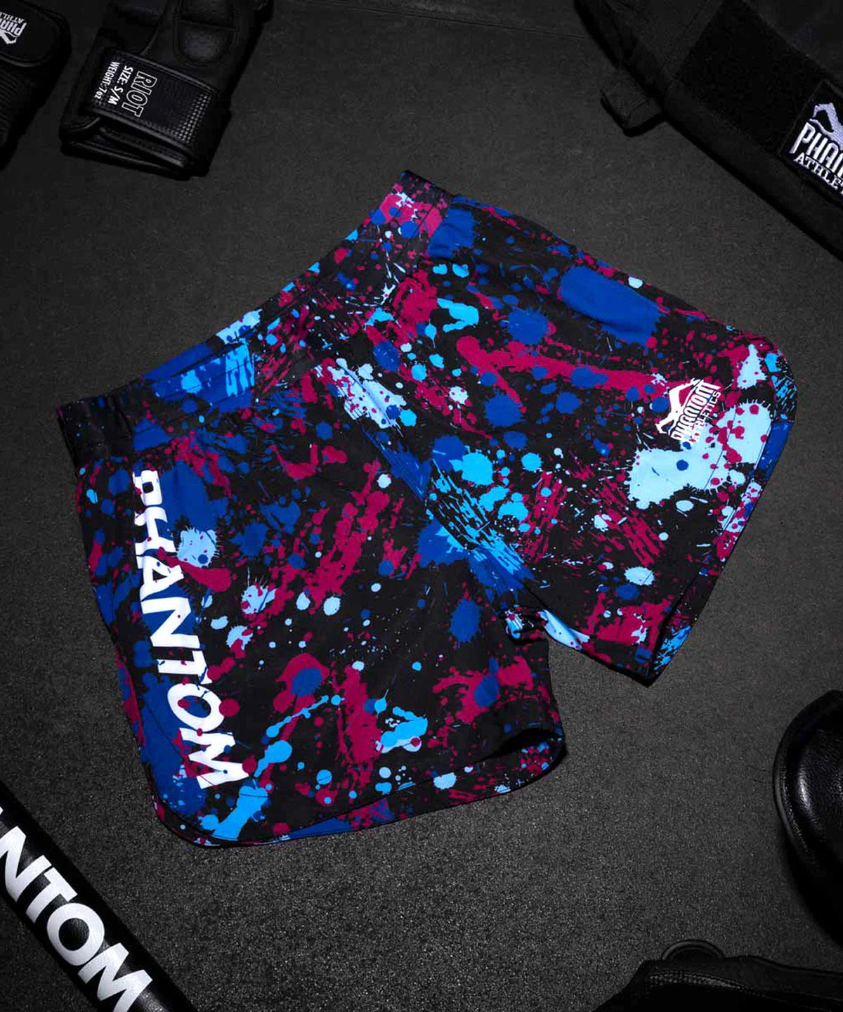 Phantom Athletics Fusion Splatter Fightshorts - Schwarz/Blau/Rot