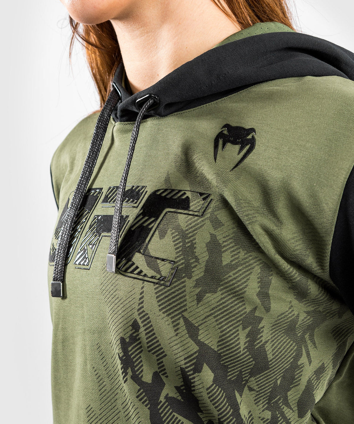 Sweatshirt à Capuche Femme UFC Venum Authentic Fight Week - Kaki