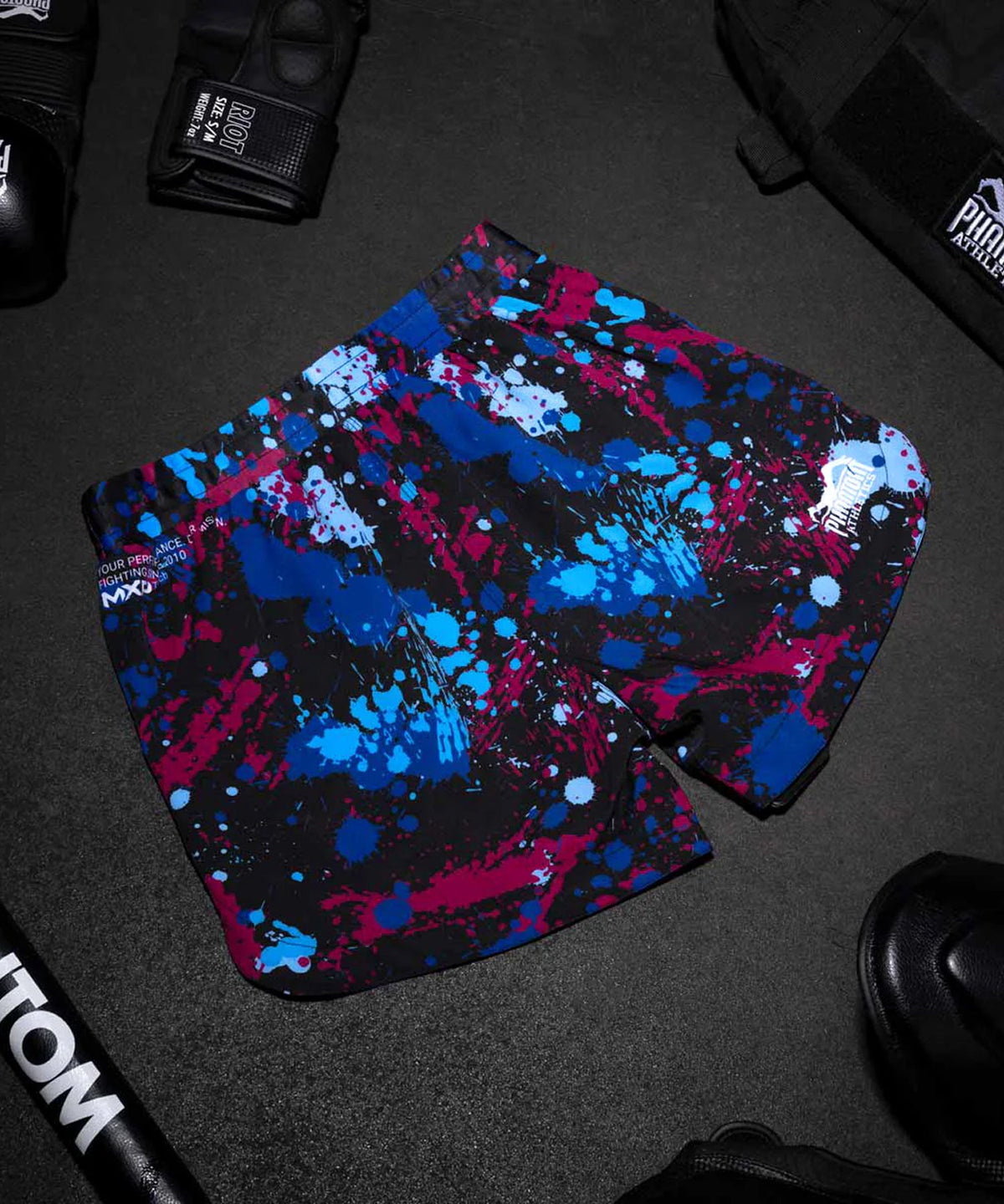 Phantom Athletics Fusion Splatter Fightshorts - Schwarz/Blau/Rot
