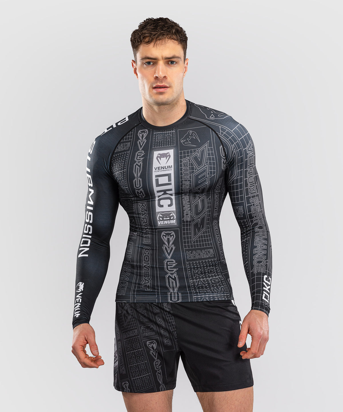 Karate Combat by Venum Rashguard Manga Larga – Negro/Gris