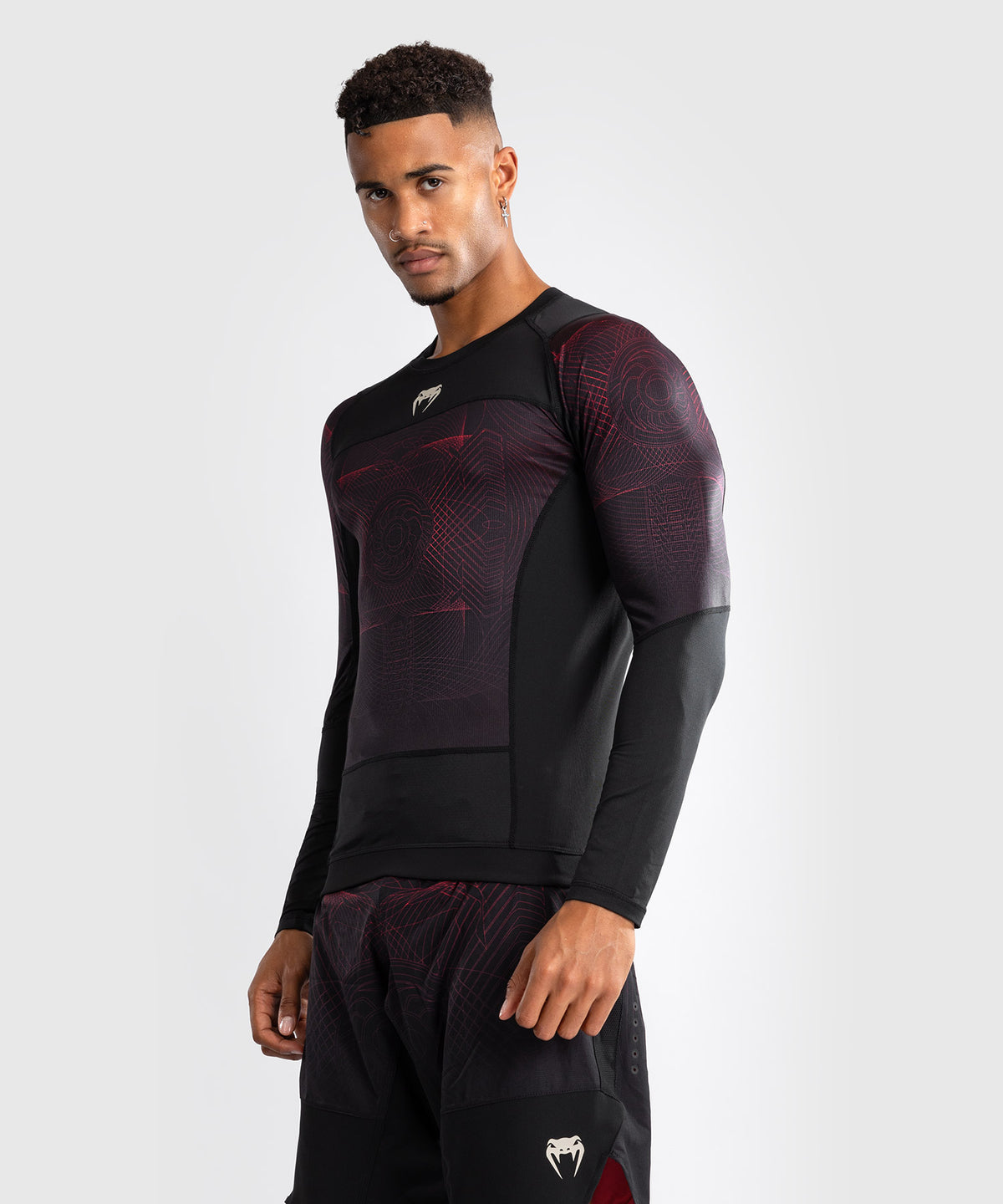 Venum G-Fit Air Herren Langarm Rashguard - Tiefschwarz/Feuerrot