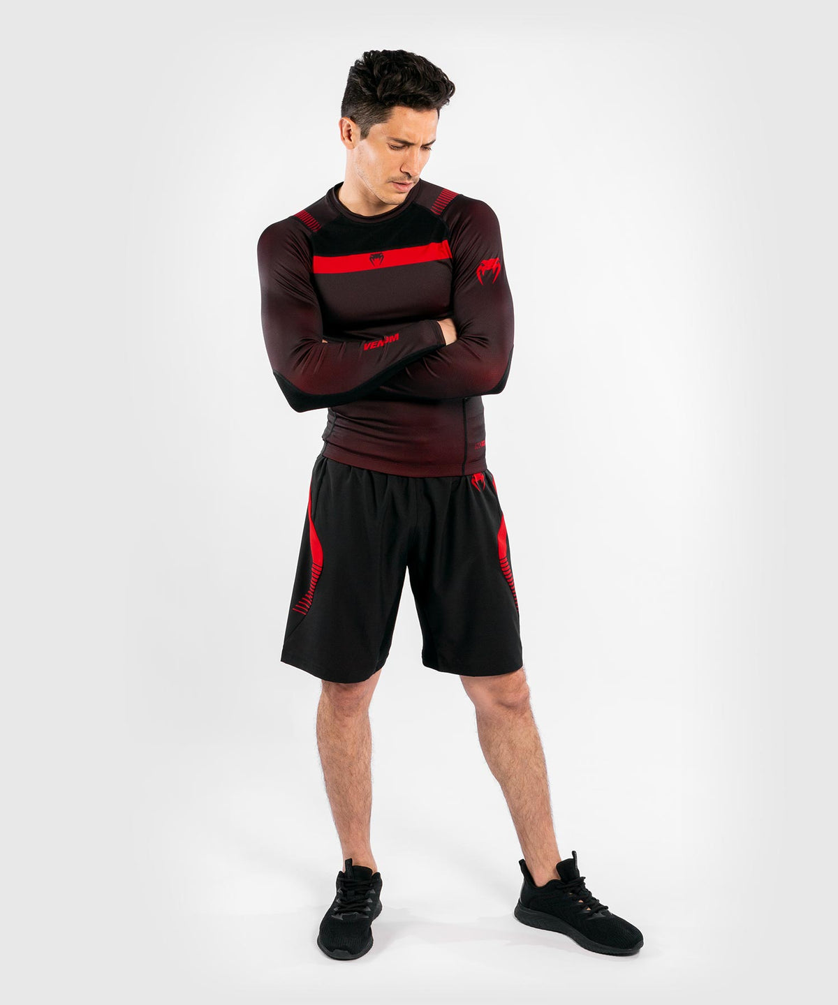Venum No Gi 3.0 Kompressions-T-Shirt – Langarm - Schwarz/Rot