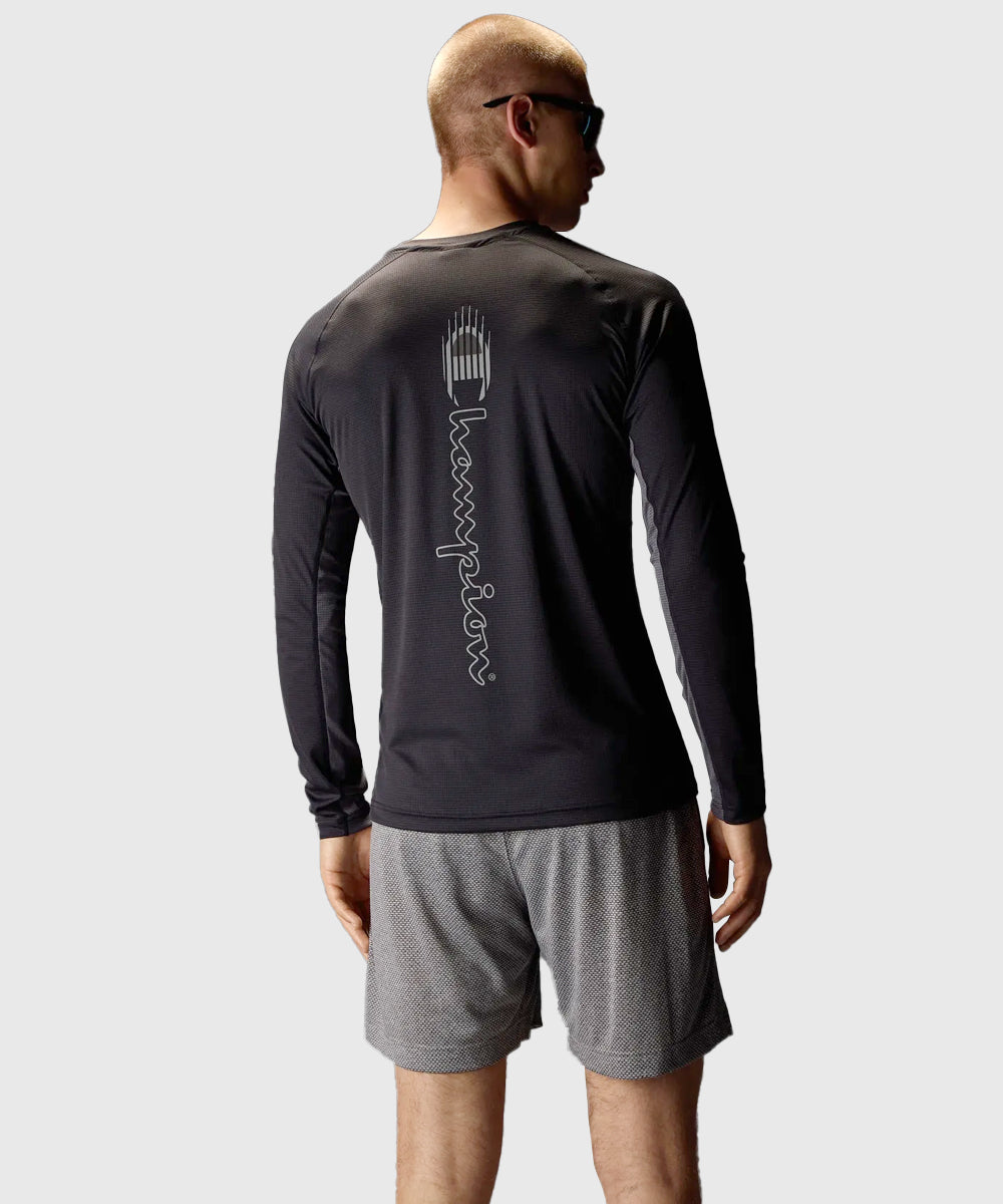 Champion Mesh T-Shirt Sportivo Maniche Lunghe – Nero